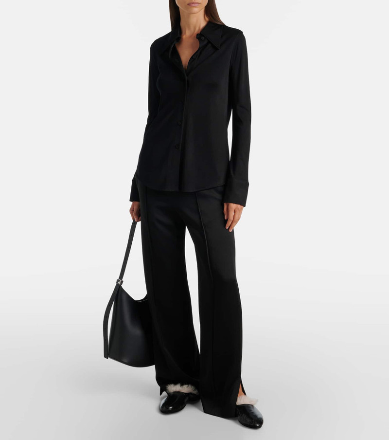 Jil Sander Shearling-trimmed leather slip-on shoes outlook