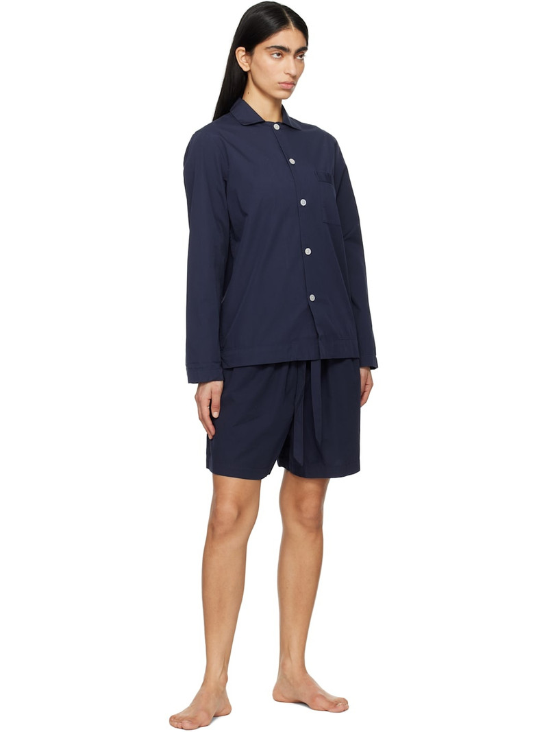 TEKLA Navy Poplin Pyjama Shorts outlook
