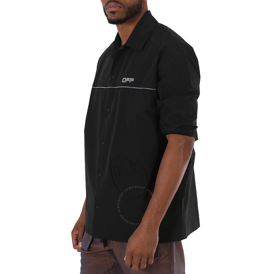 Off-White Men's Short-sleeve Track Button Shirt In Black - 4