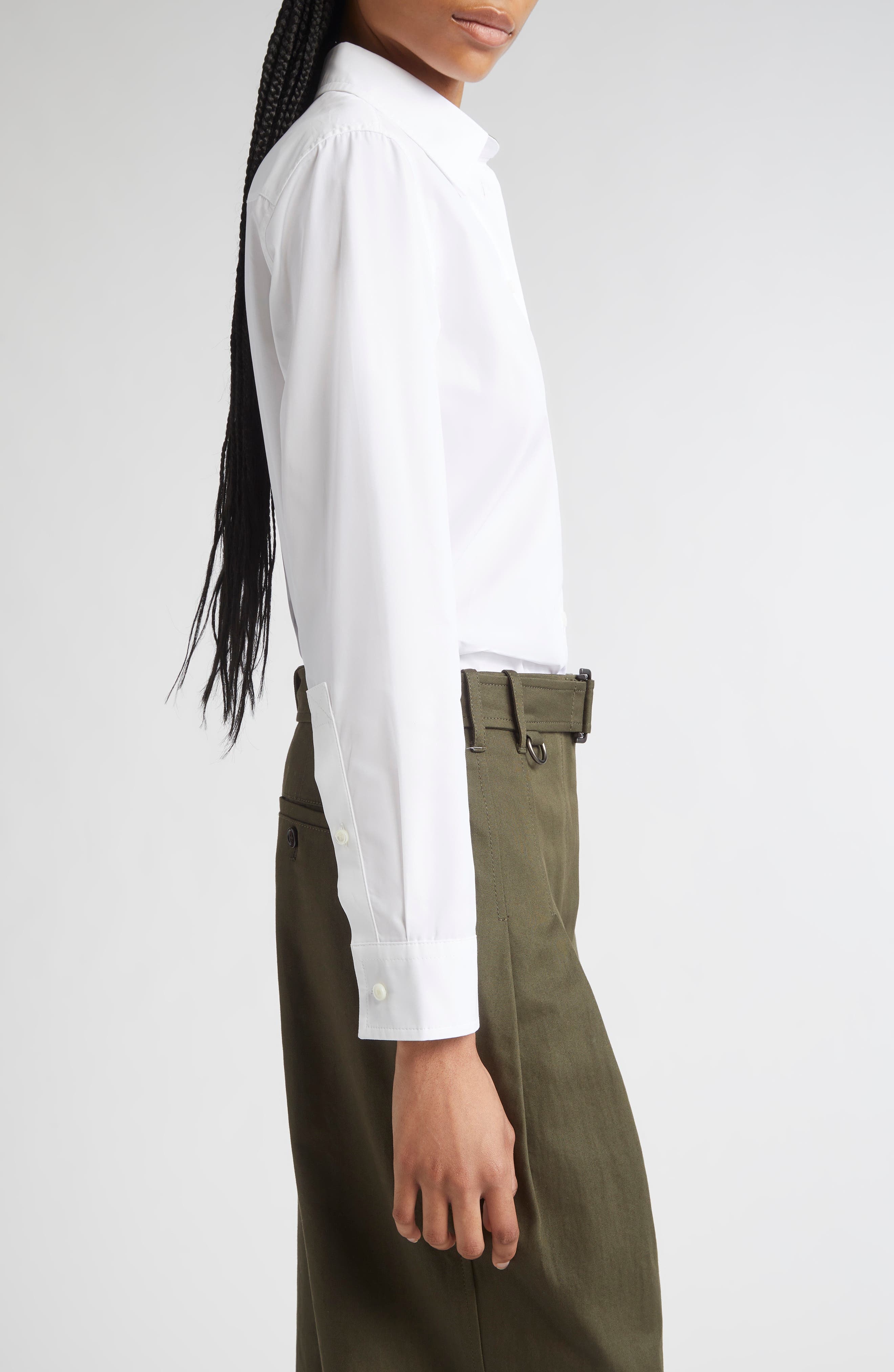 burberry Cotton Poplin Button-Up Shirt in White at Nordstrom - 3