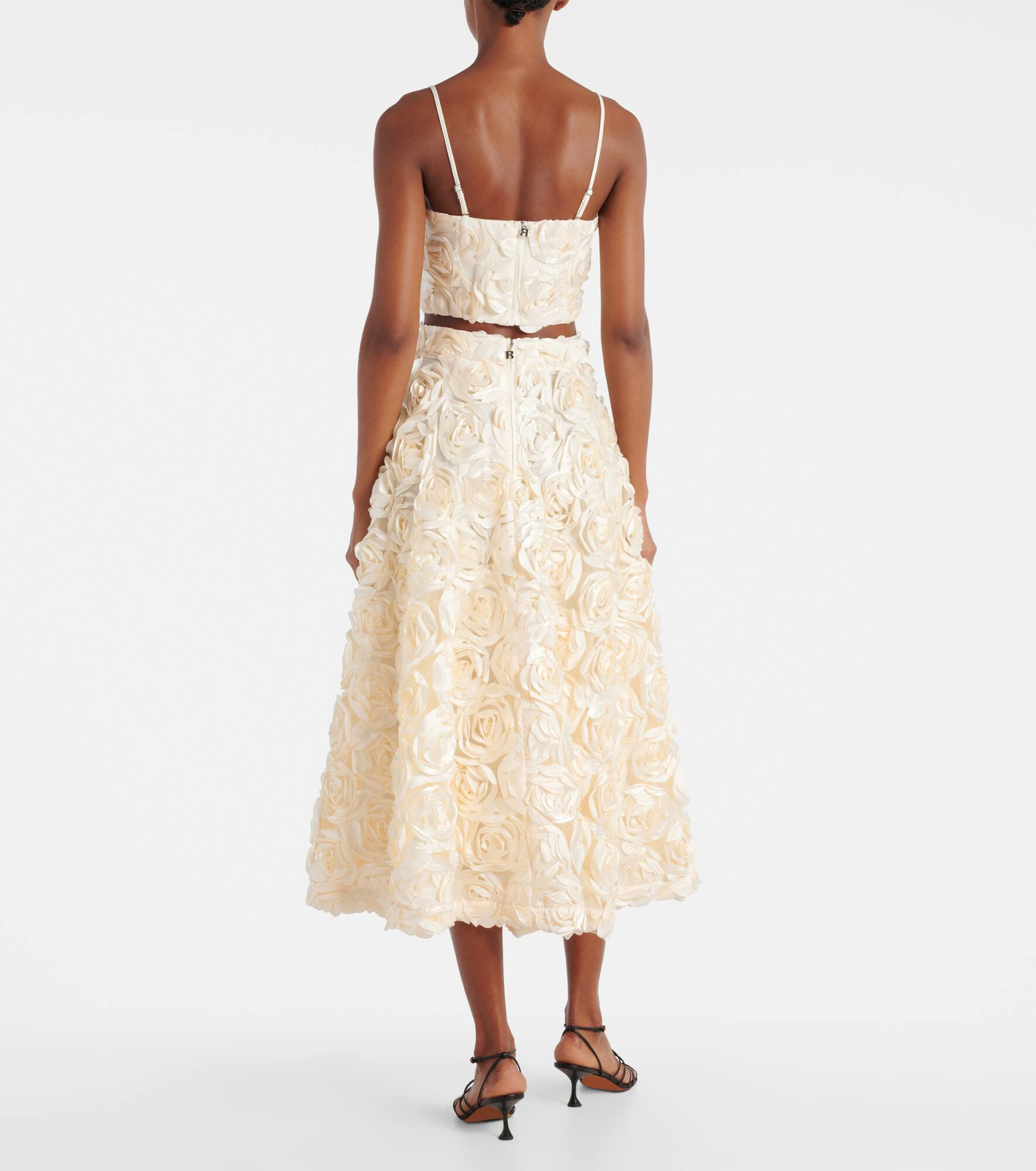 Floral-appliqué midi skirt - 3