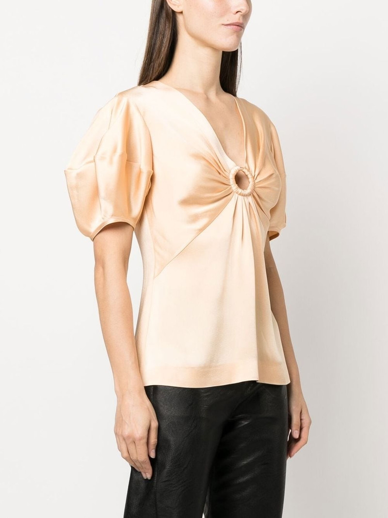 puff-sleeve ruched blouse 3