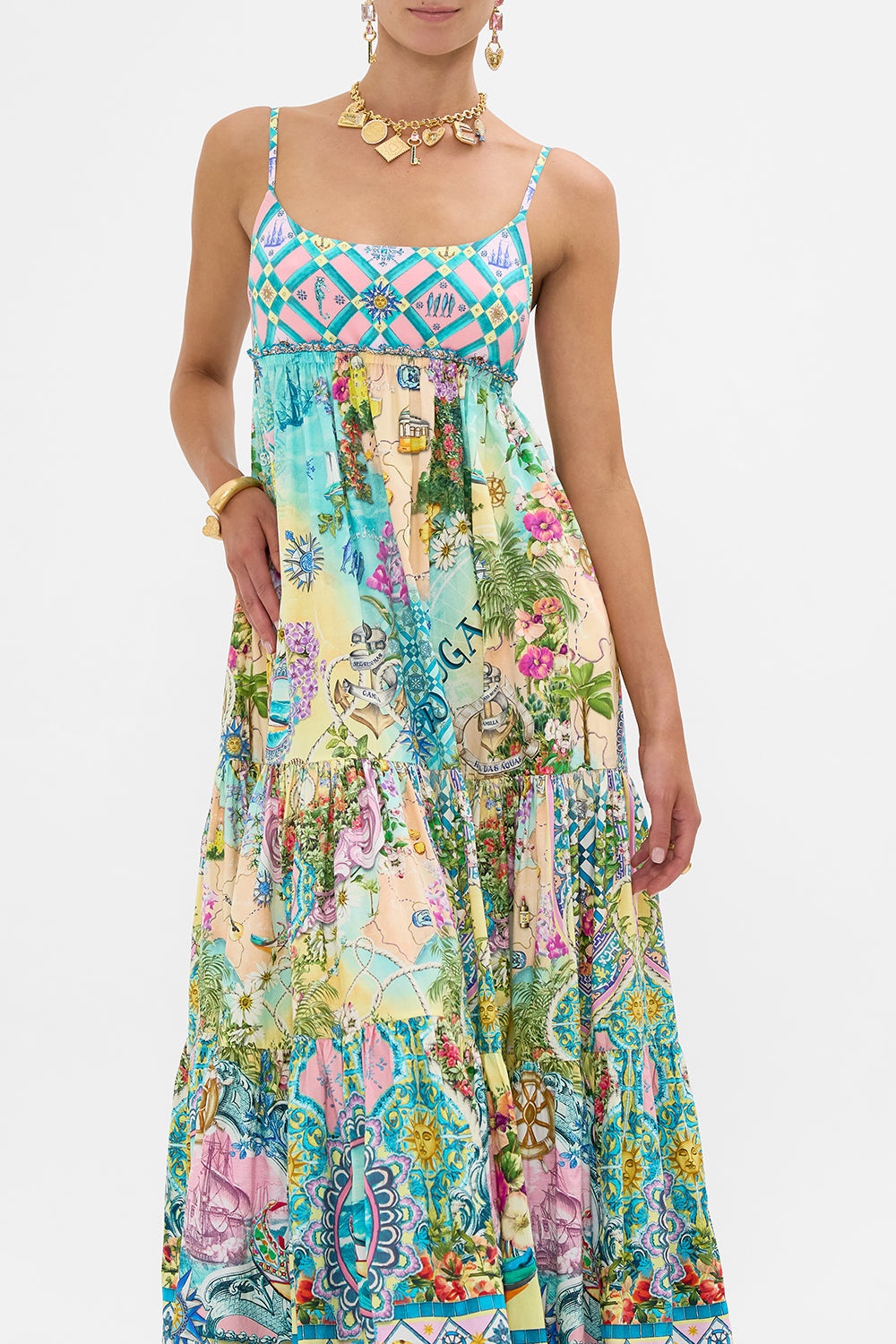 LONG DRESS WITH JERSEY BODICE - 5