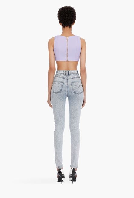 Skinny high-waisted light blue jeans - 3