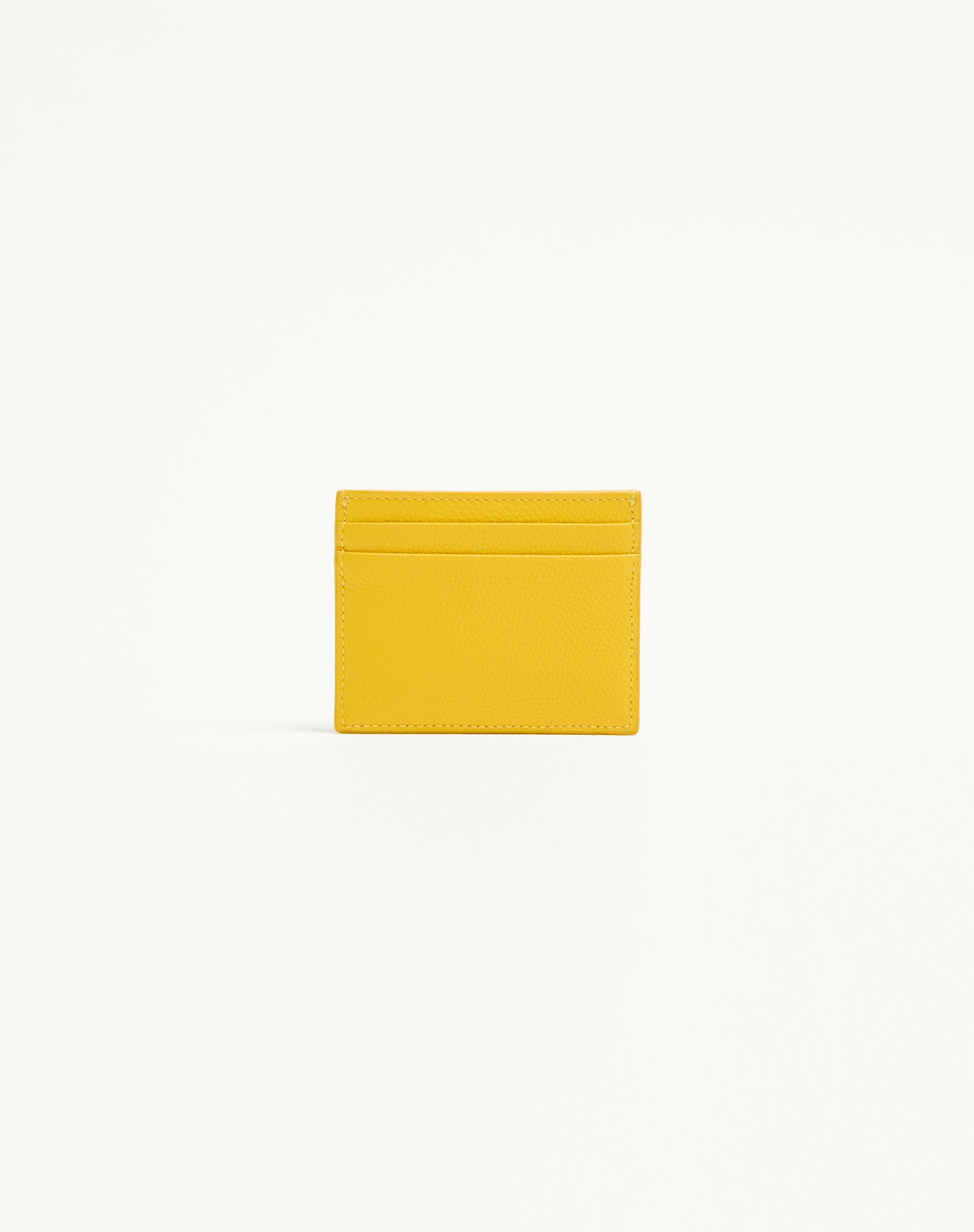 VLOGO SIGNATURE GRAINY CALFSKIN CARD HOLDER - 3
