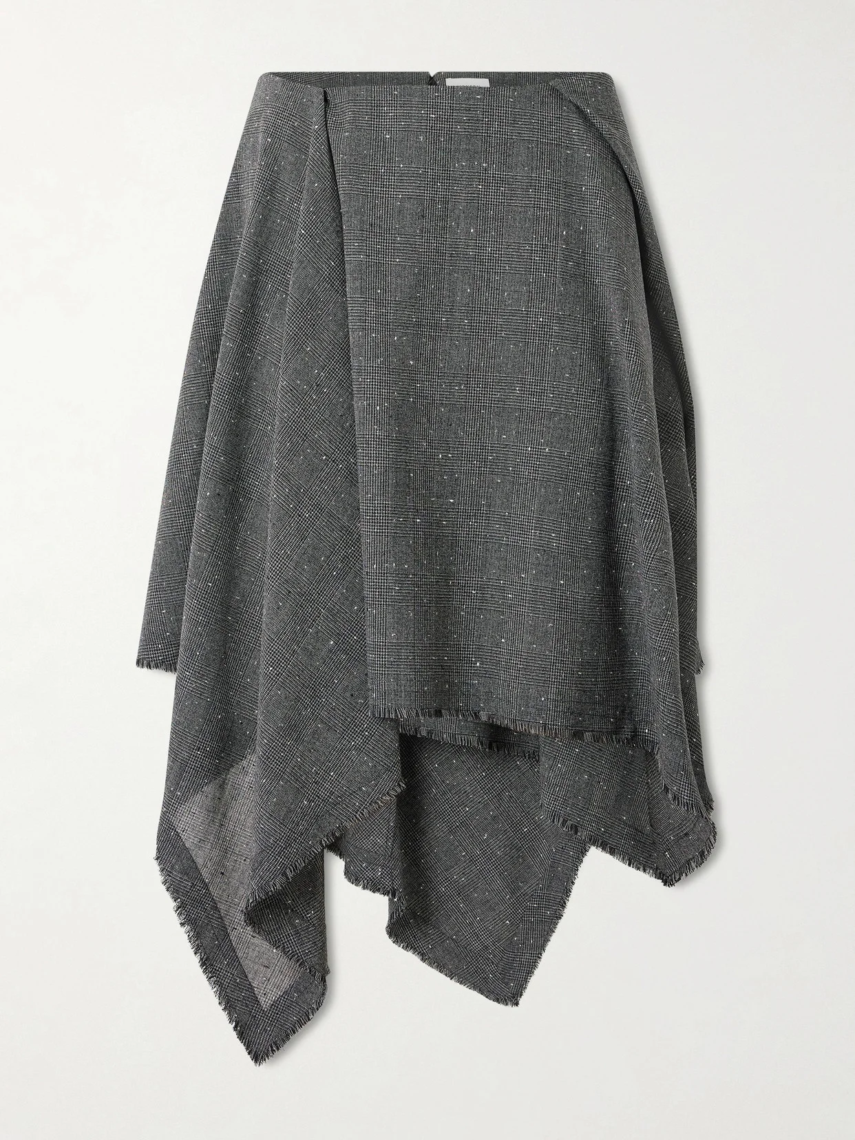 Asymmetric Prince Of Wales Wool Midi Skirt - 1