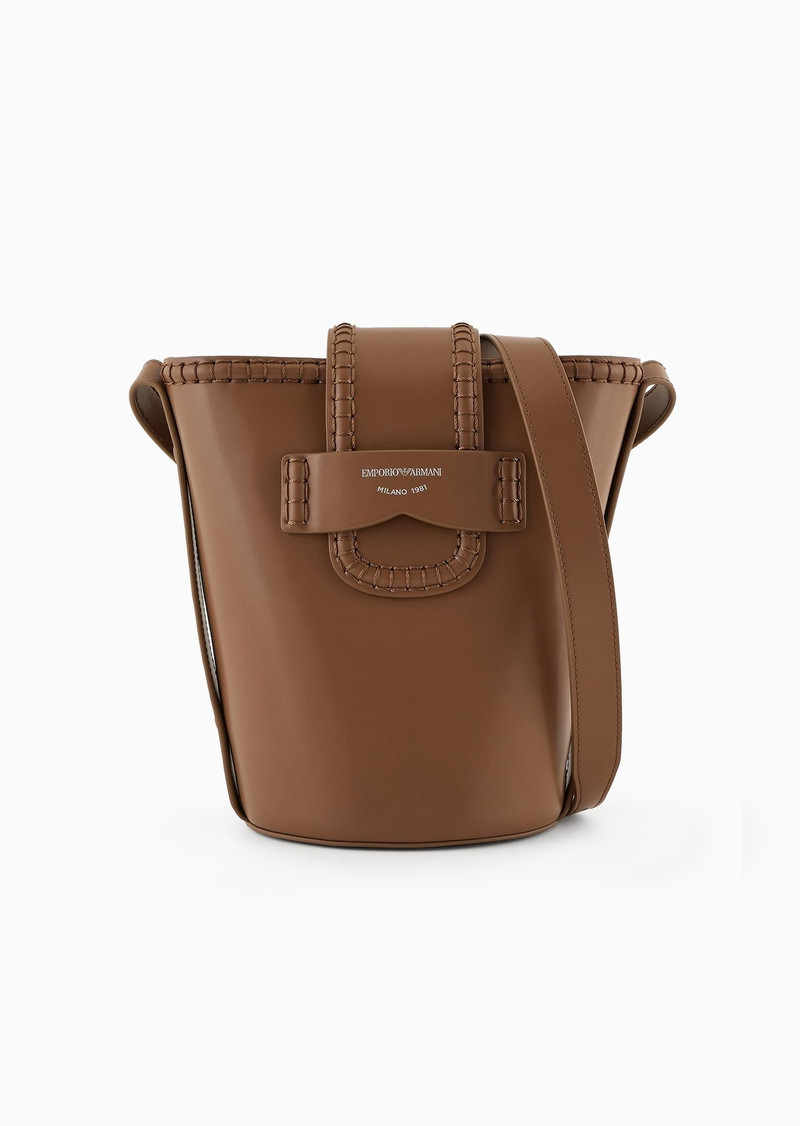 Leather bucket shoulder bag with Icon strap 1