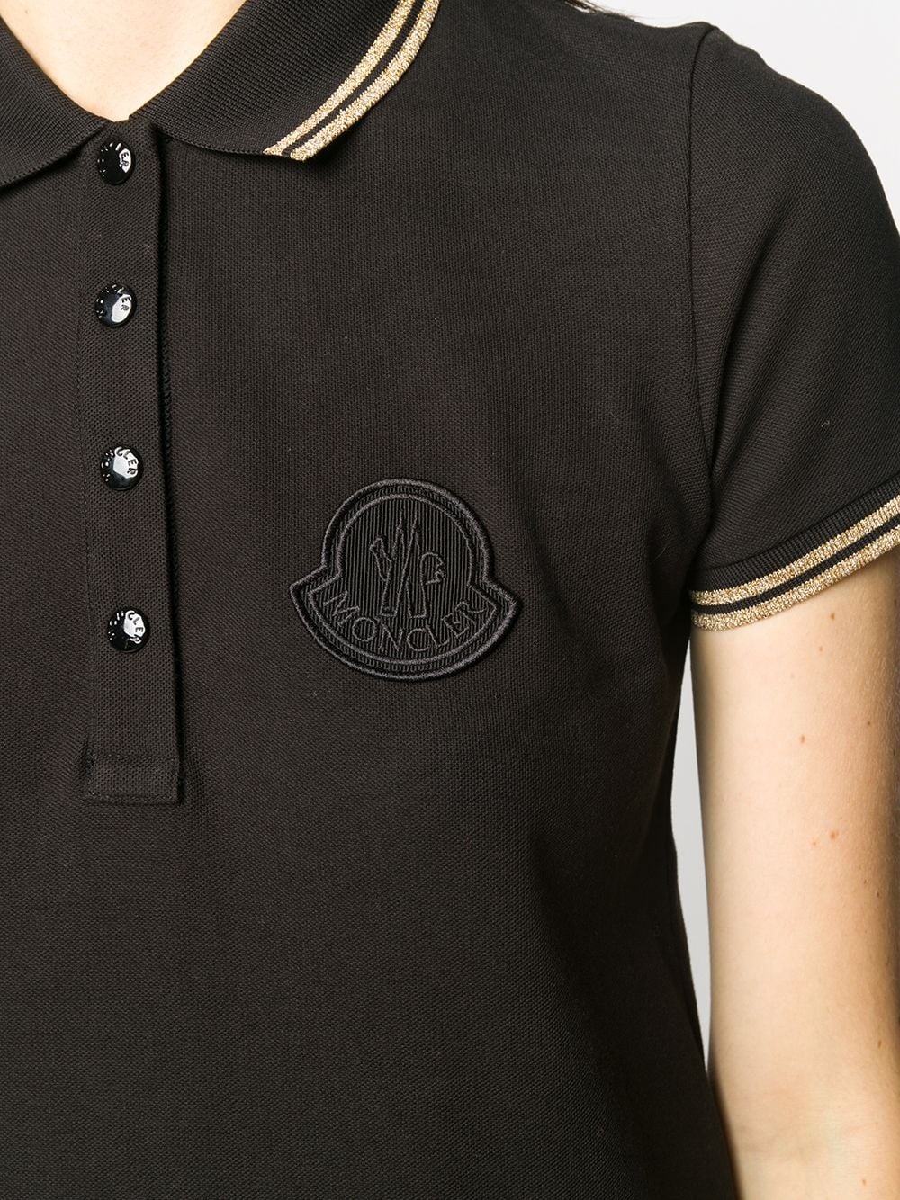 metallic-stripe trim polo shirt - 5