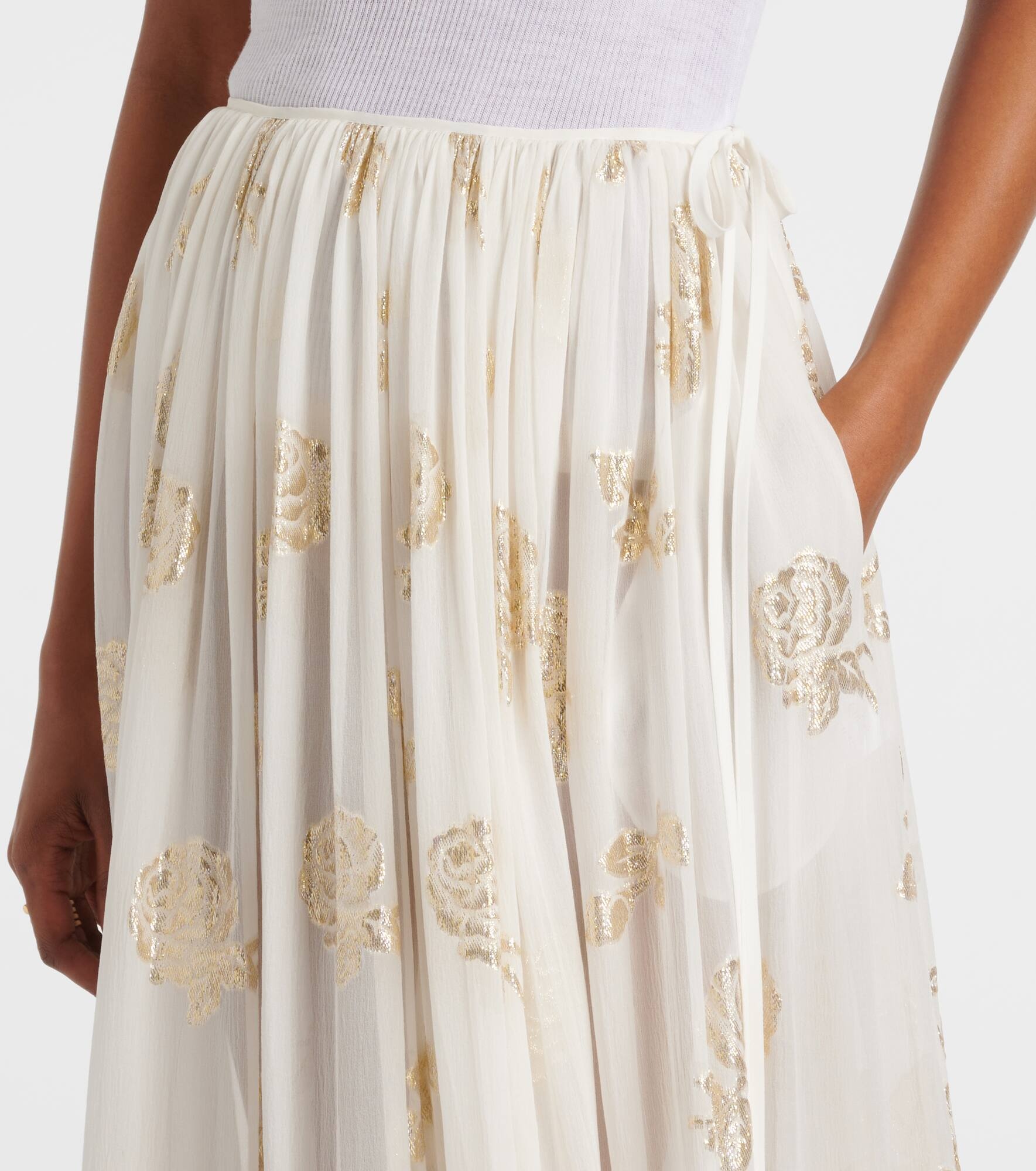 Floral jacquard muslin maxi skirt - 4
