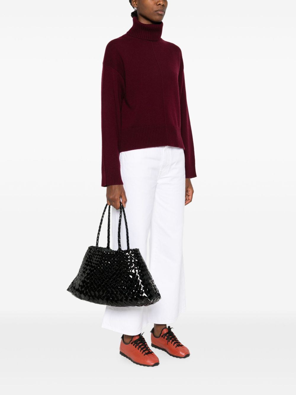 patent-leather woven tote bag - 2