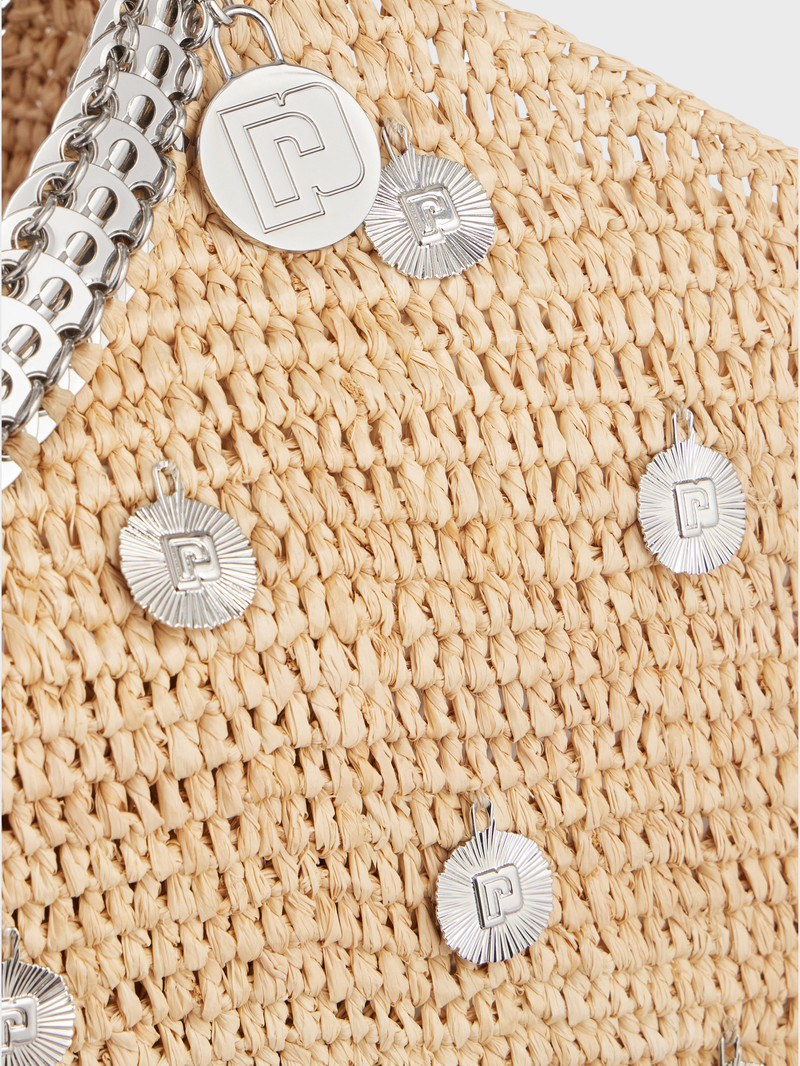 LARGE BASKET BAG WITH MEDALS IN RAFFIA 5