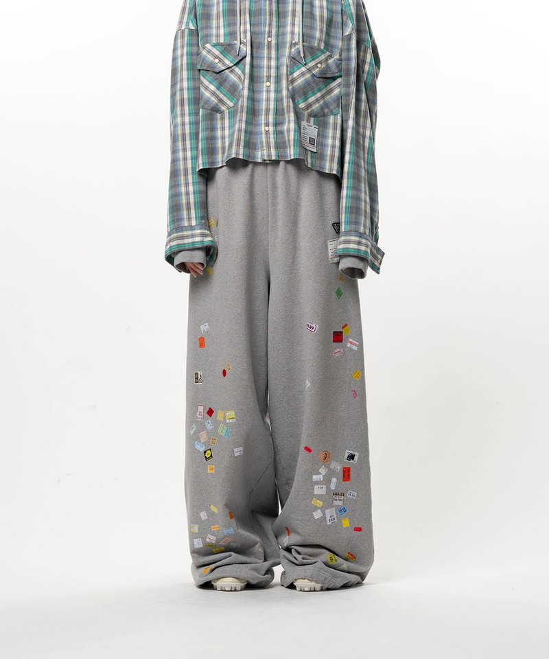 Price Tag Sticker Printed Wide Sweat Pants 10
