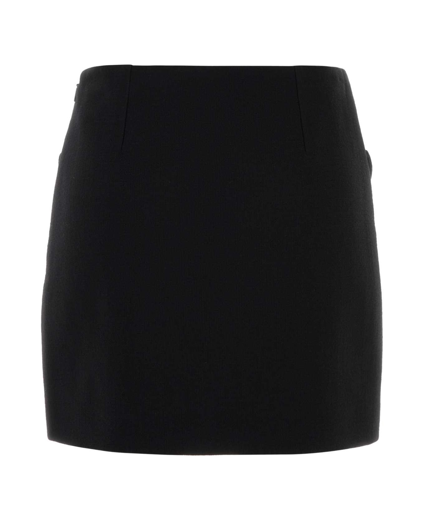 Black Wool Mini Skirt - 2