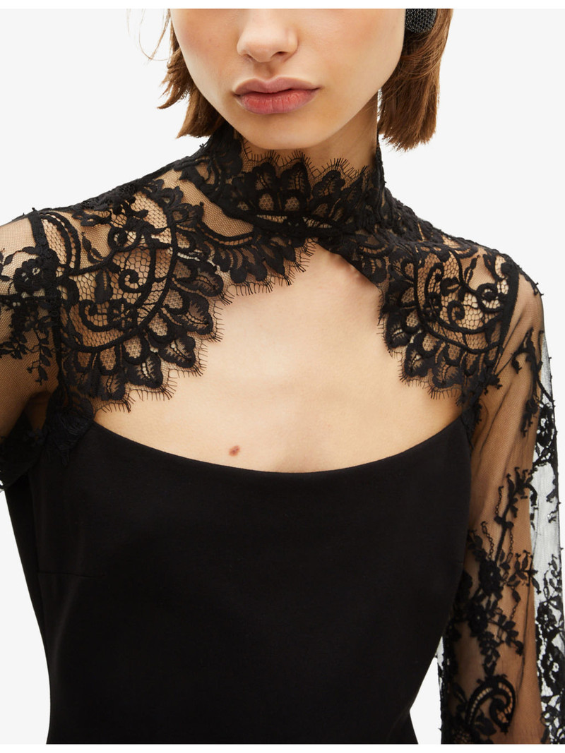 Lace-Embroidered Cut-Out Woven Mini Dress 4