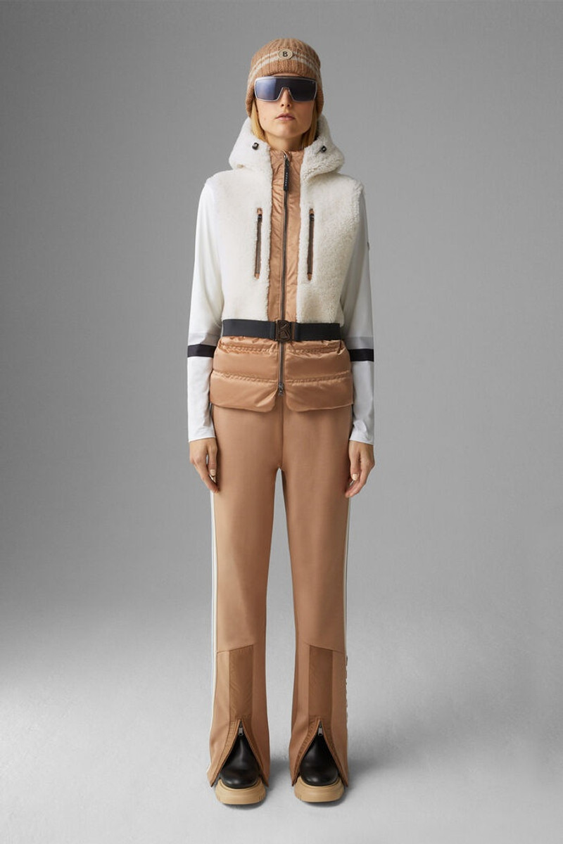 BOGNER Katia Lambskin waistcoat in Off-white/Camel outlook