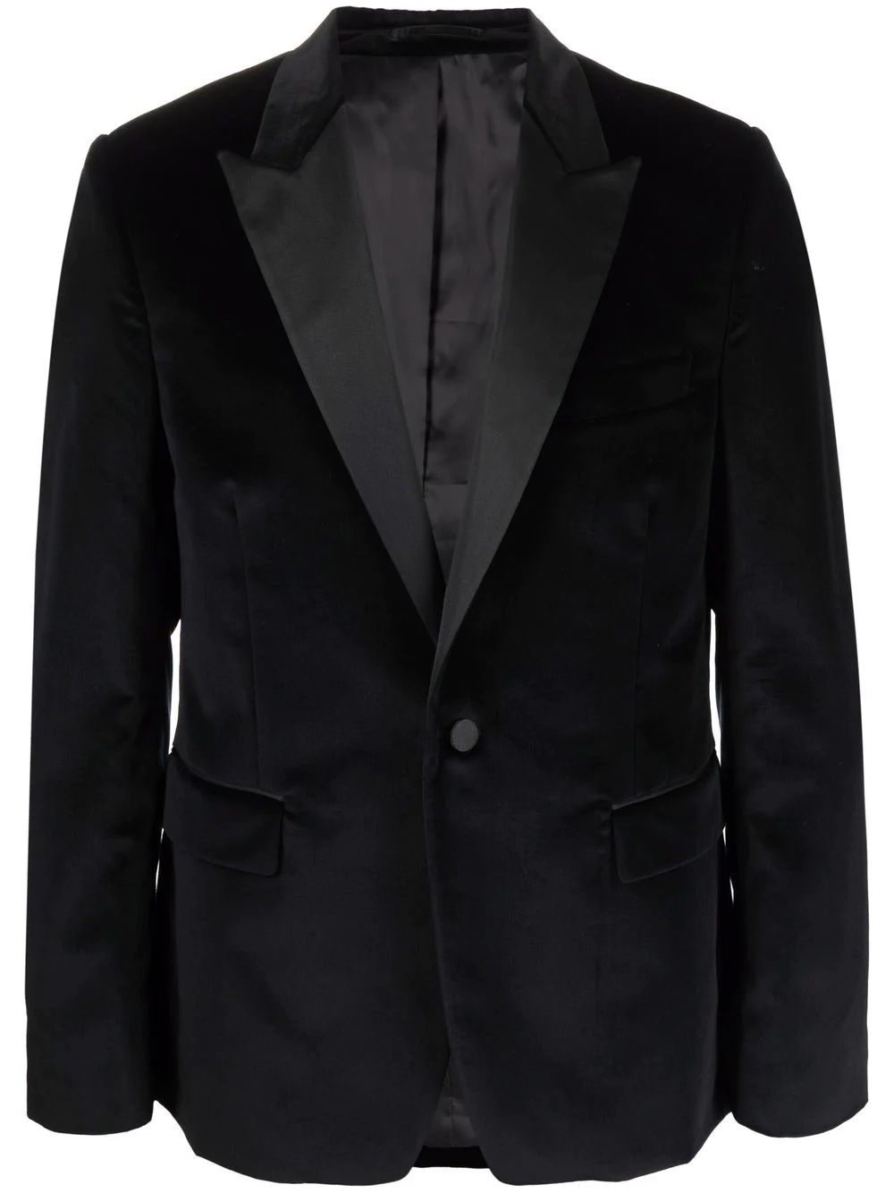 velvet single-breasted blazer - 1