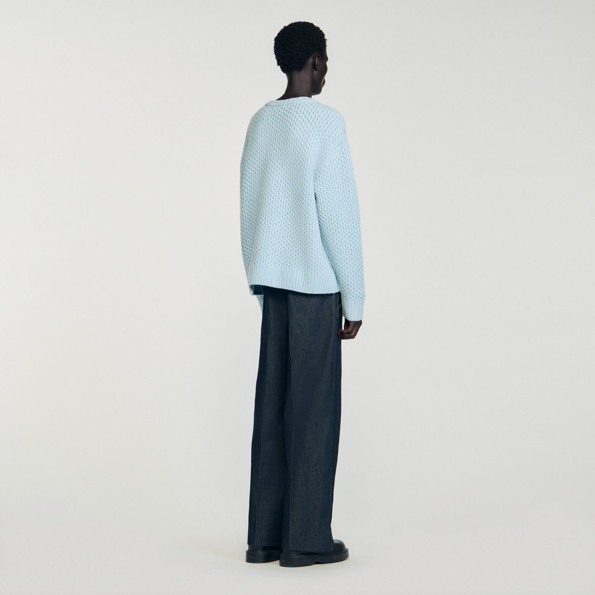 HONEYCOMB STITCH WOOL SWEATER - 5