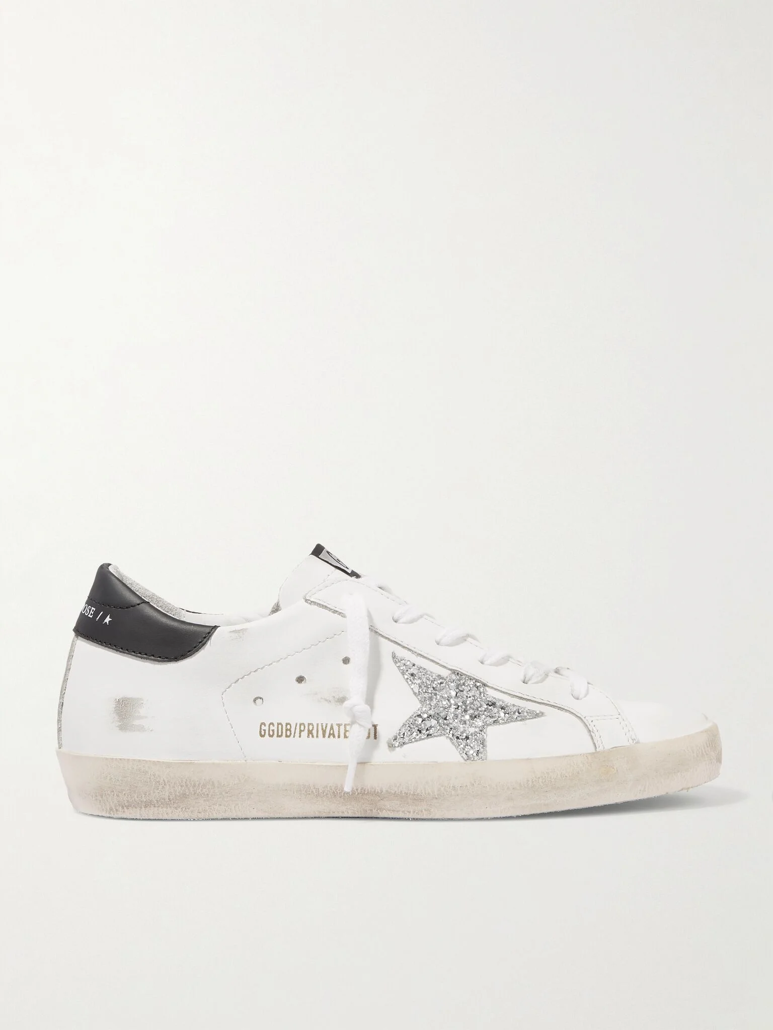 Superstar distressed glittered leather sneakers White - 1