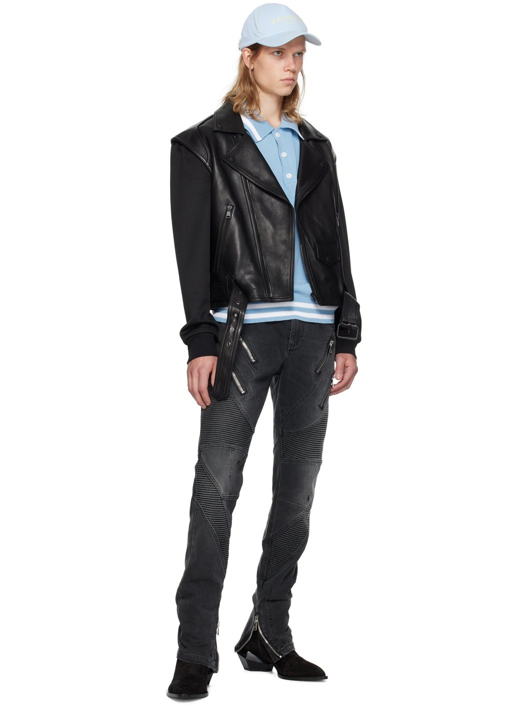 Black Belted Leather Jacket - 4