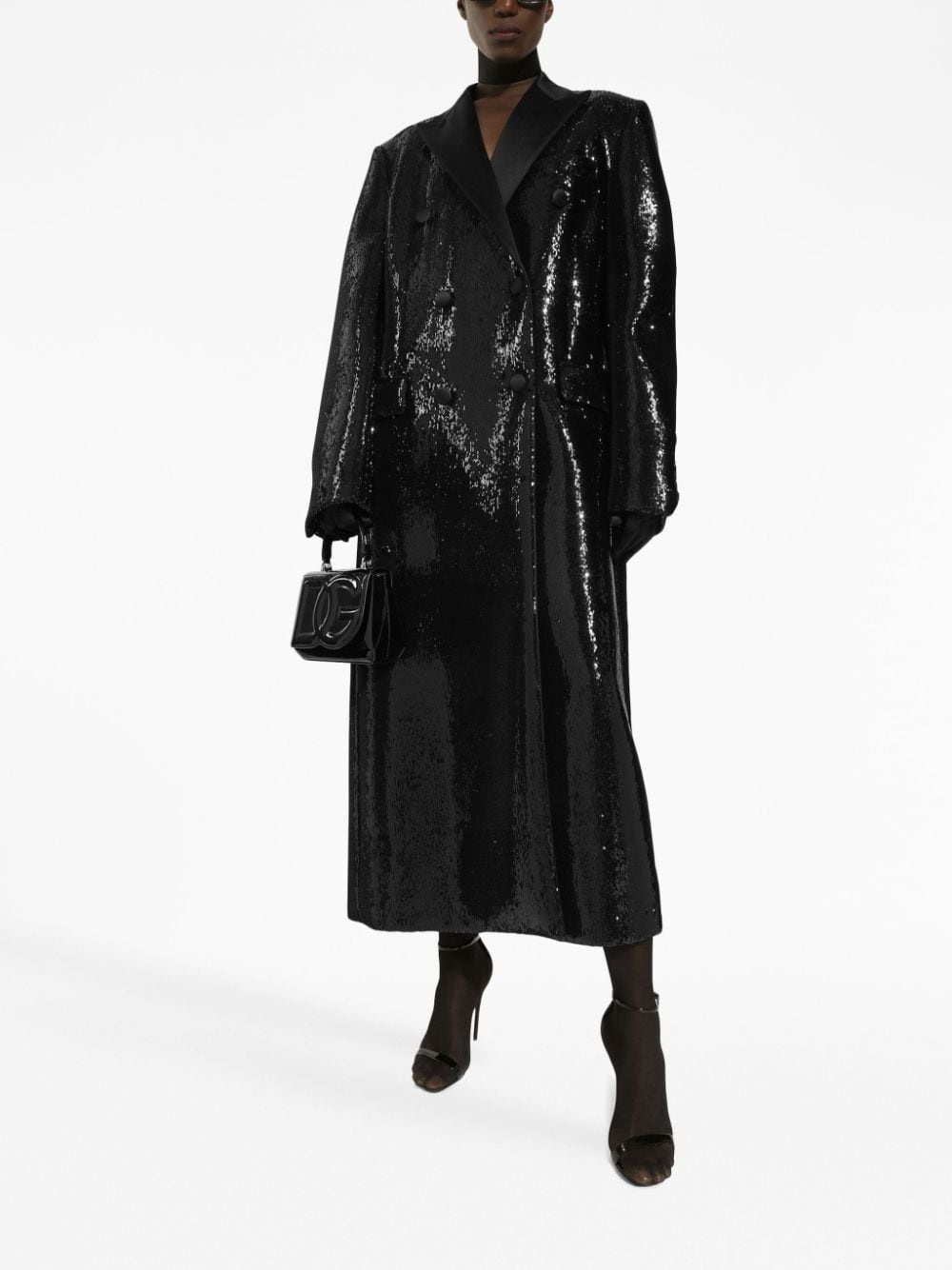 peak-lapel double-breasted coat - 2