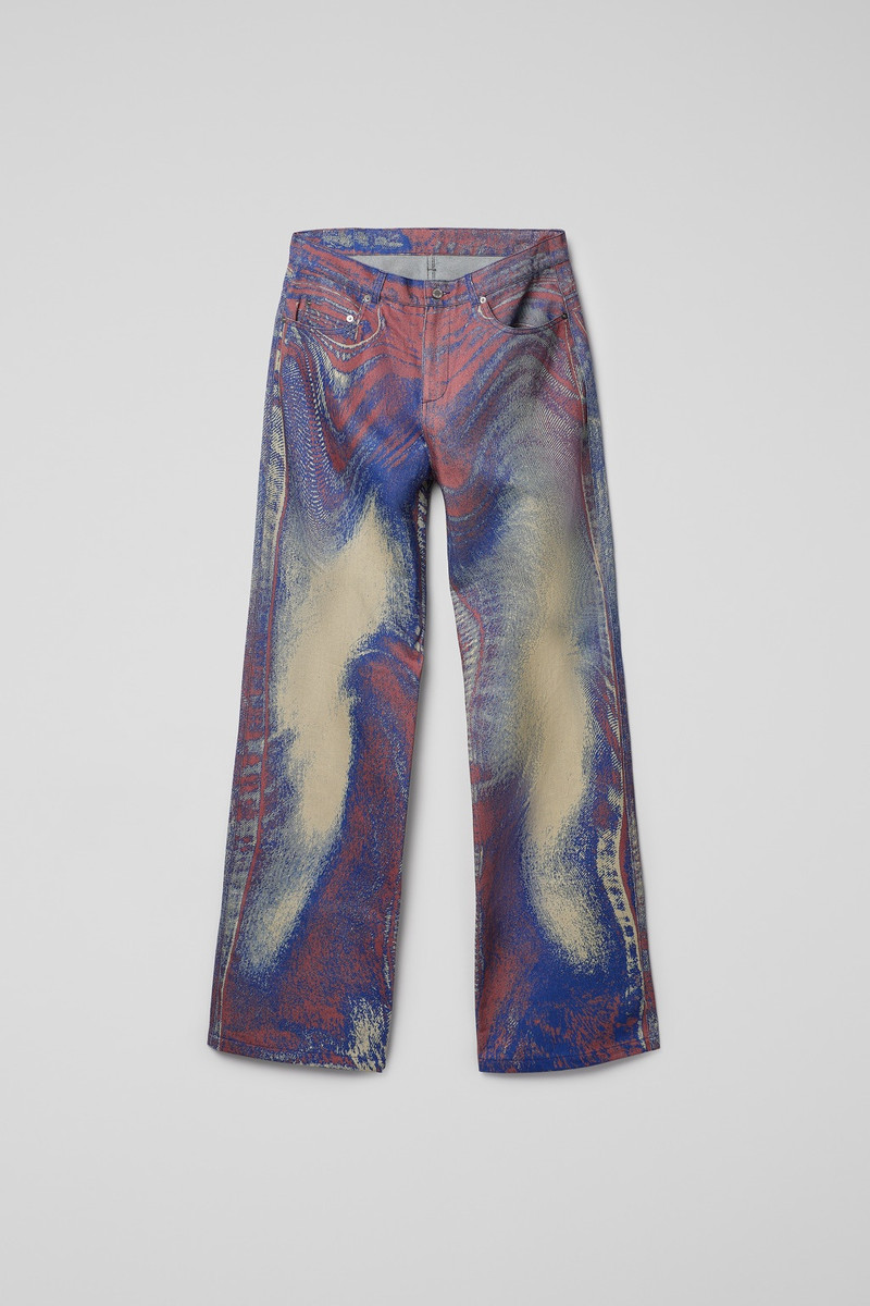 Blue-Beige-Red Denim Jeans 1