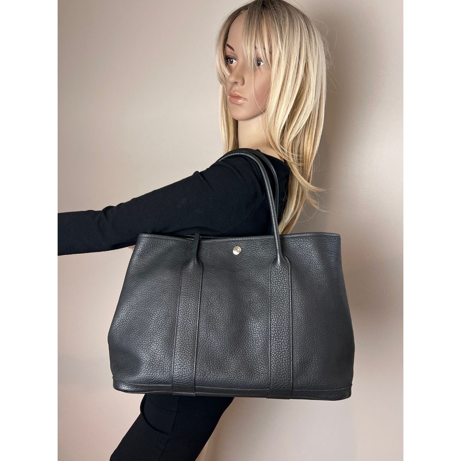 Hermes Negonda Garden Party MM 36 Black Leather Tote - 8