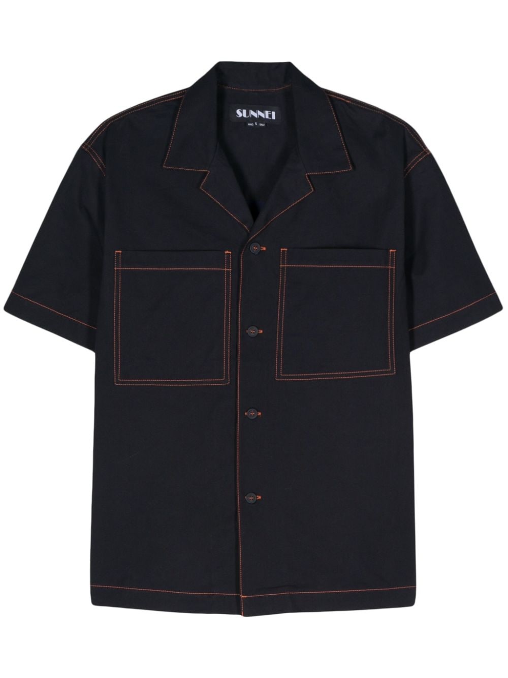contrast-stitching denim shirt - 1