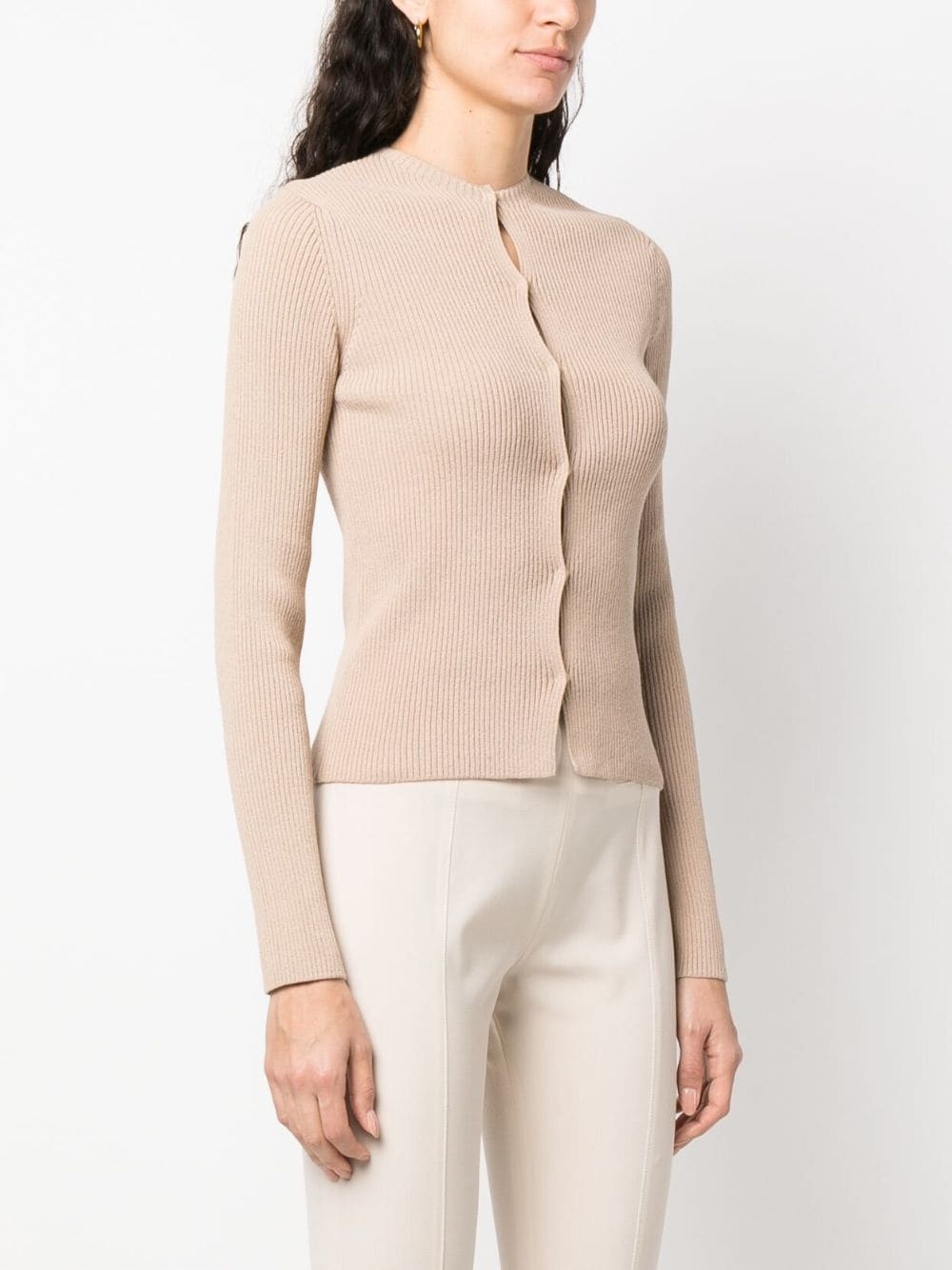 ribbed-knit cotton-blend cardigan - 3