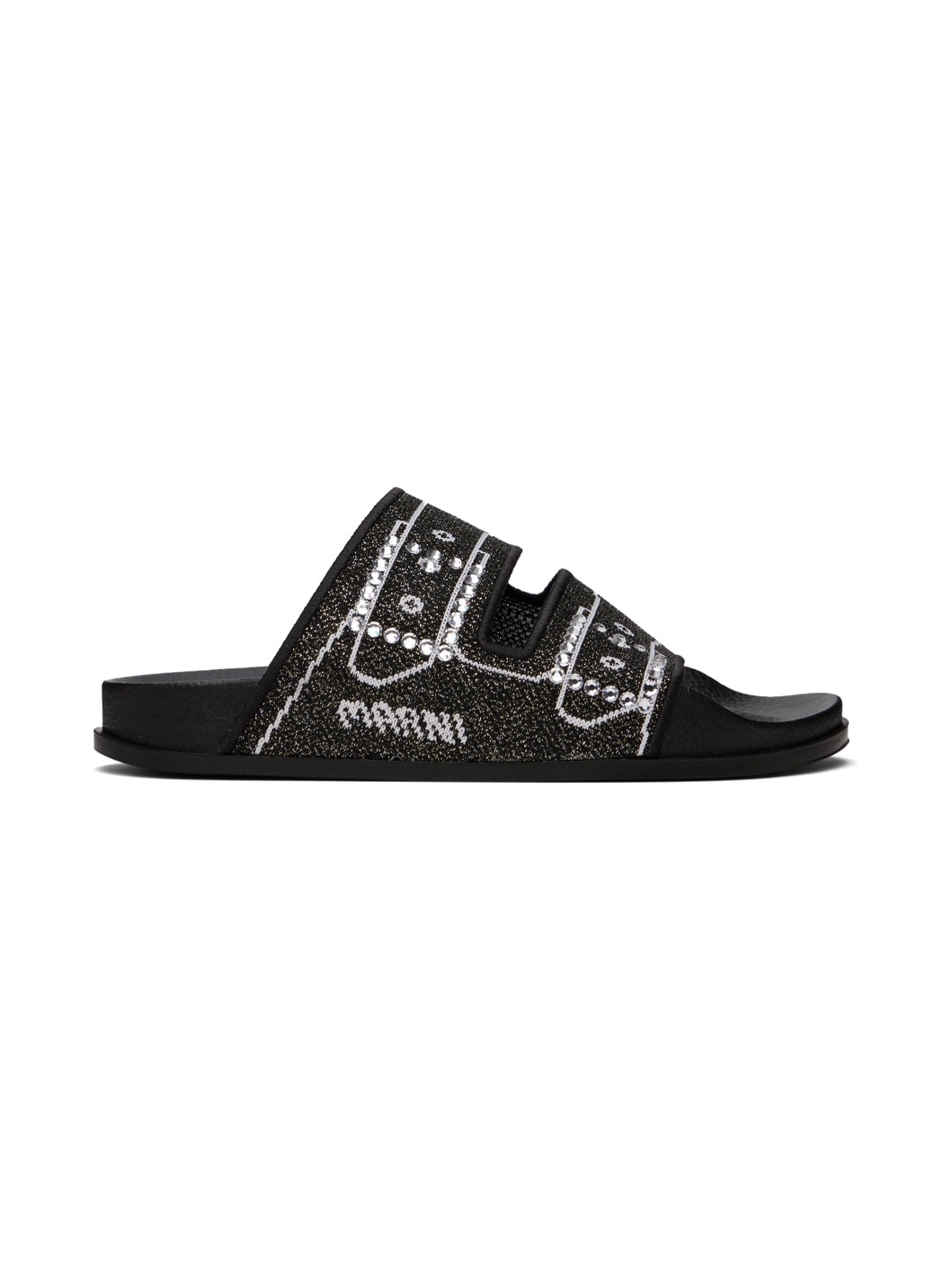 Black Jacquard Sandals - 1