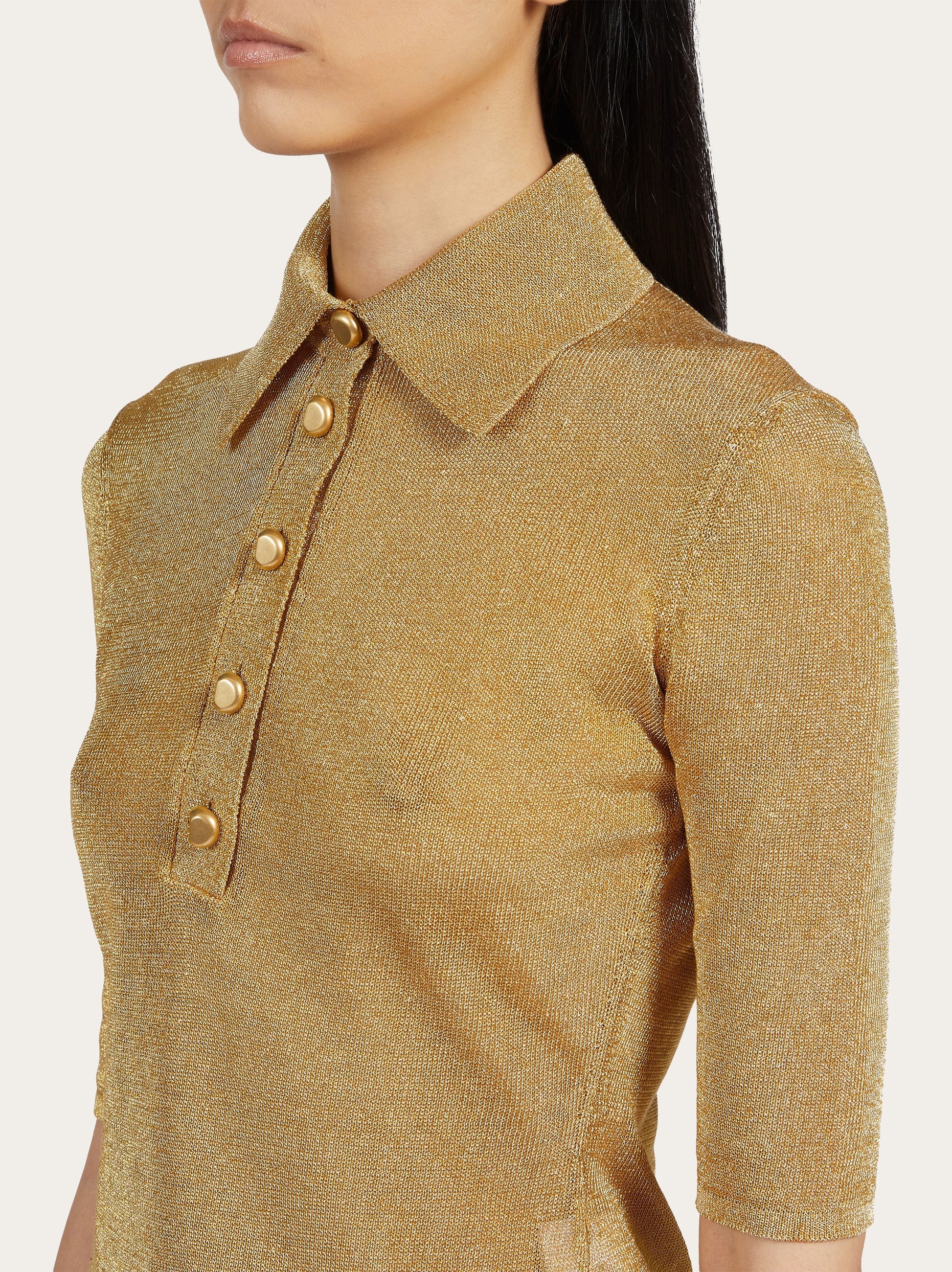 Three quarter sleeved lurex polo - 4