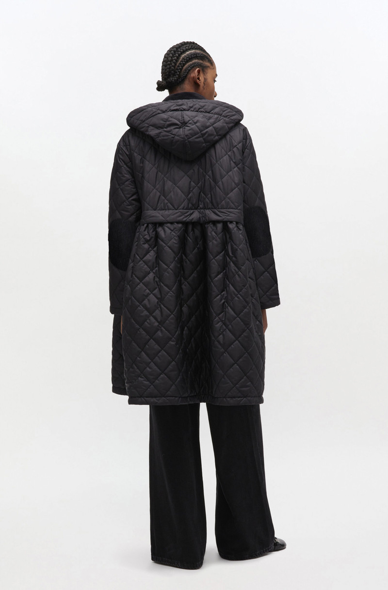 QUILTED LONG COAT IN BLACK 3