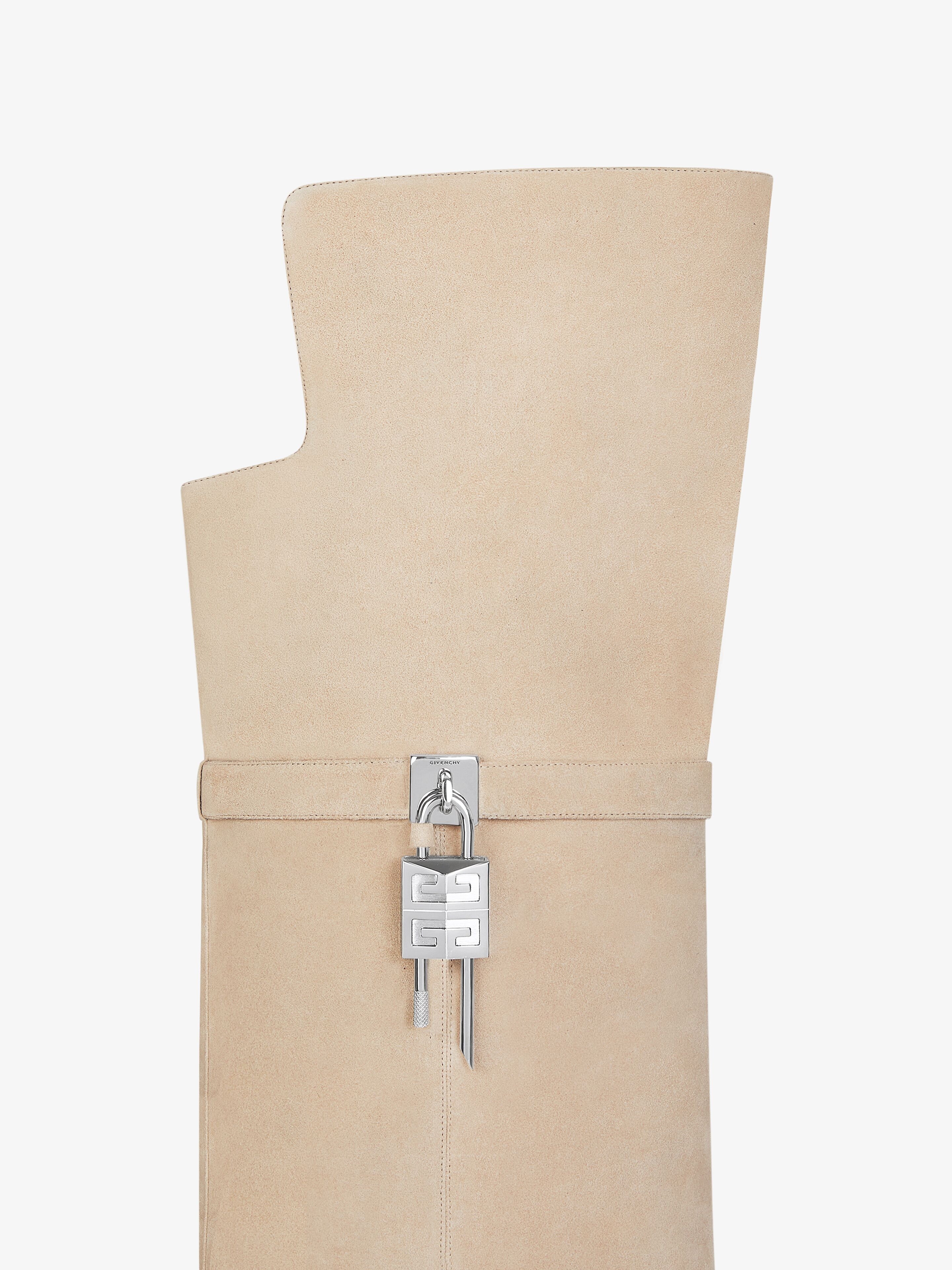 SHARK LOCK STILETTO OVER-THE-KNEE BOOTS IN SUEDE - 6