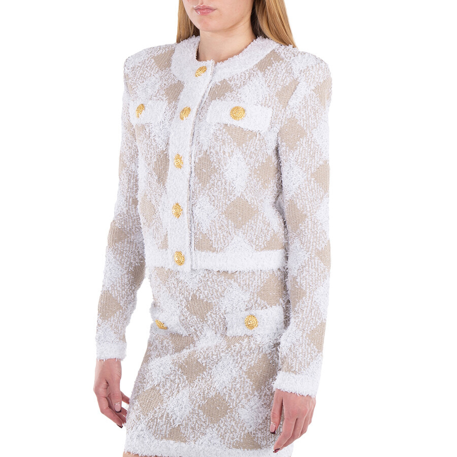 Balmain Check Pattern Tweed Jacket - 2