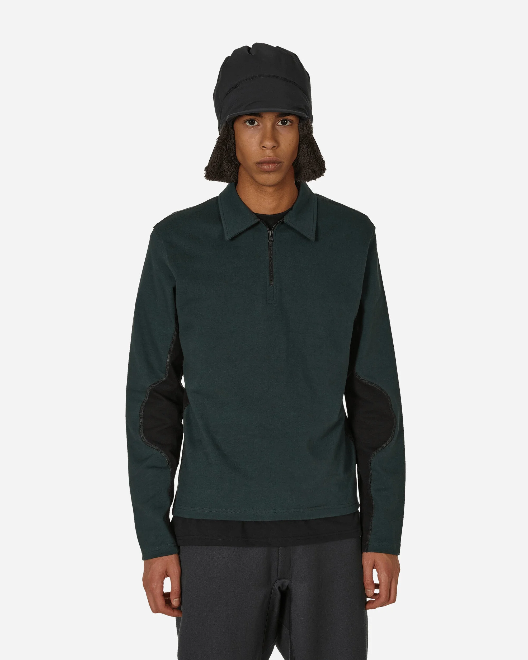 Half Zip Polo Sweater Forest Green - 1