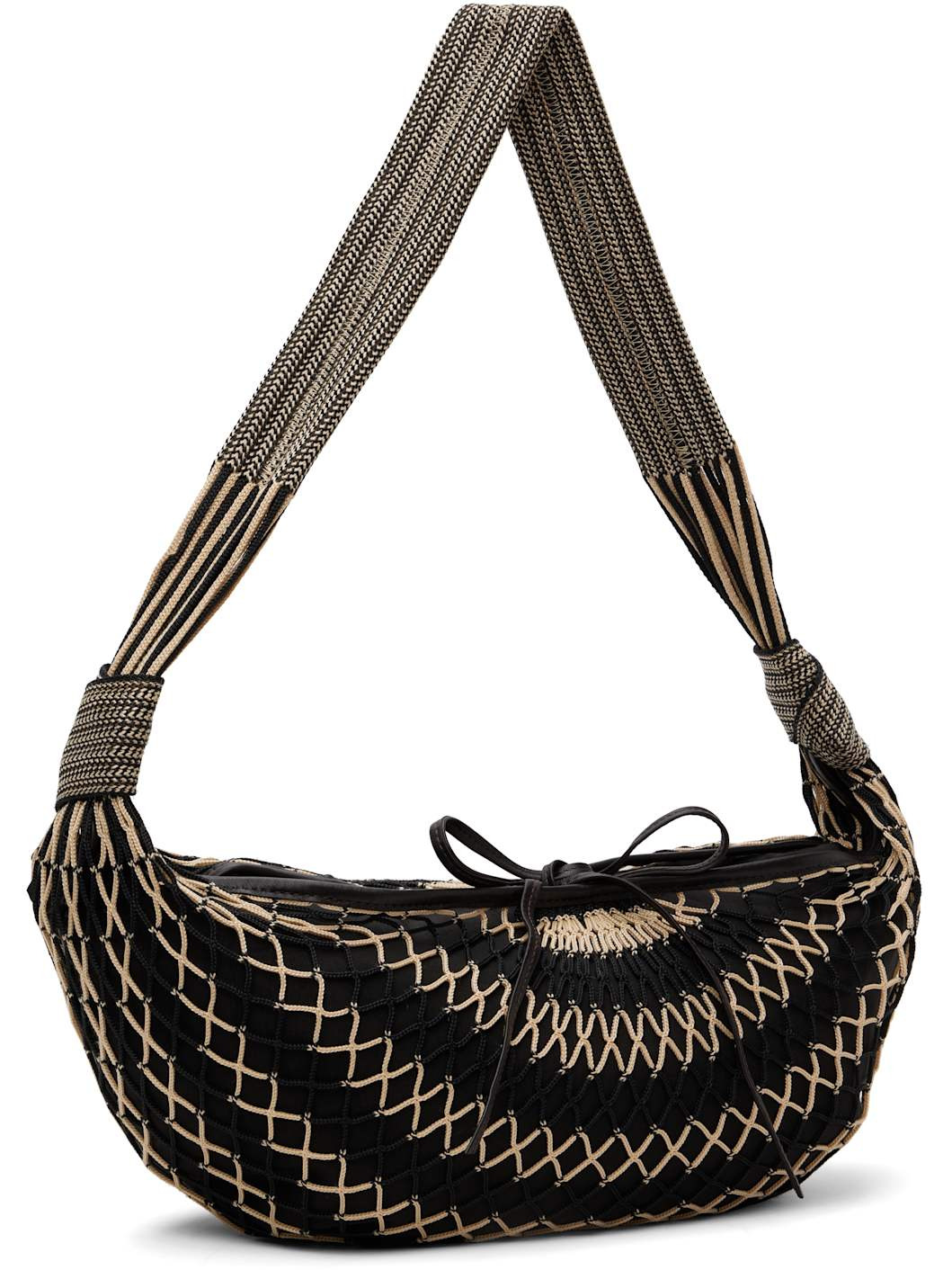 Black & Beige Croissant Filt Bag - 2