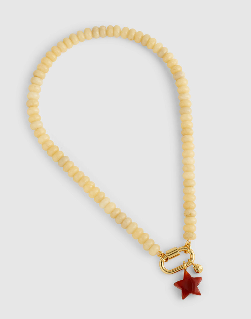 Semiprecious Beaded Carabiner Charm Necklace 3