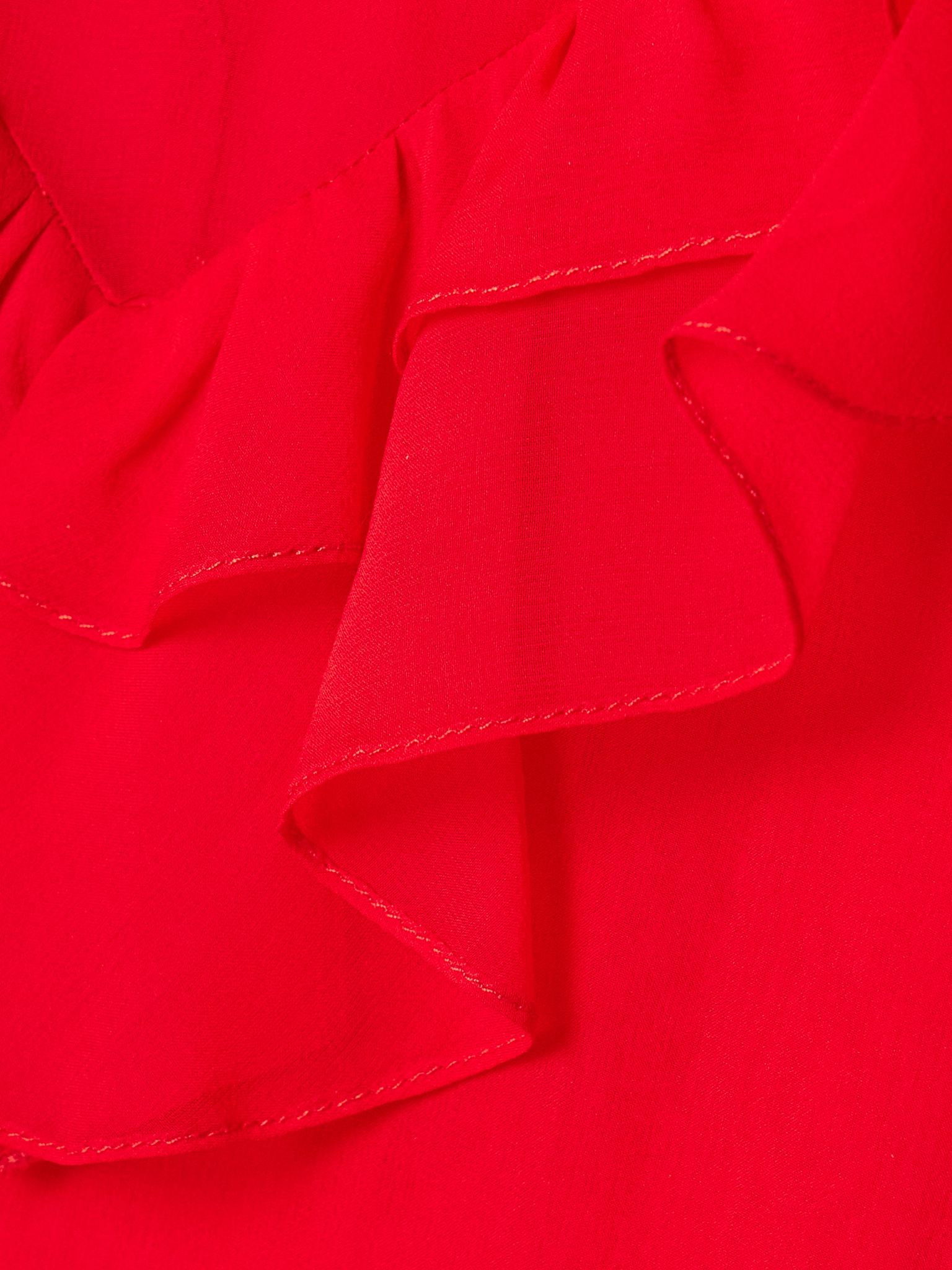 Tie-neck ruffled silk-chiffon blouse Red - 5