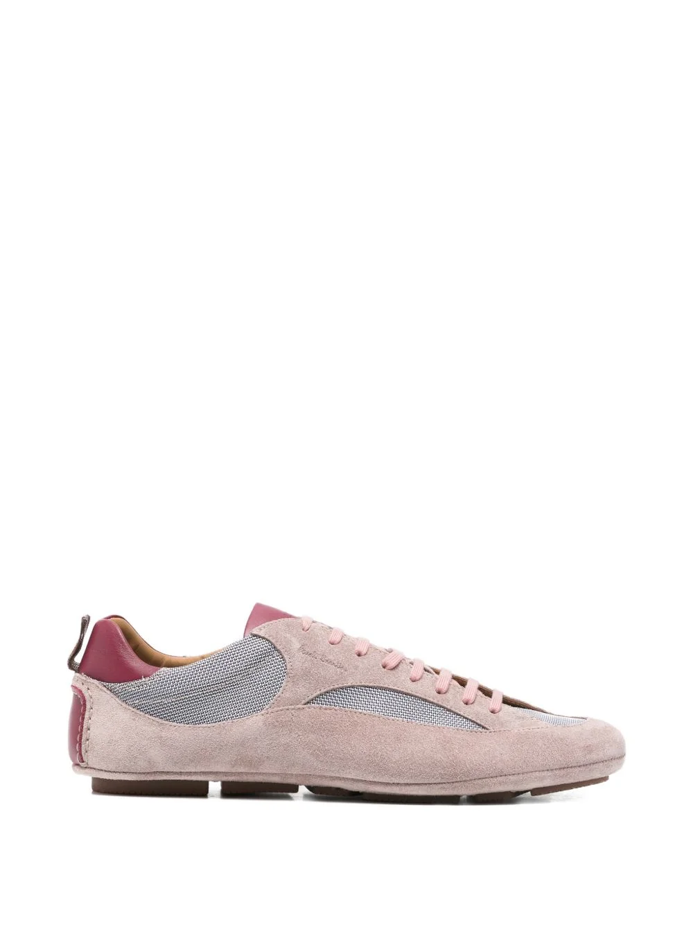 suede panelled leather sneakers - 1