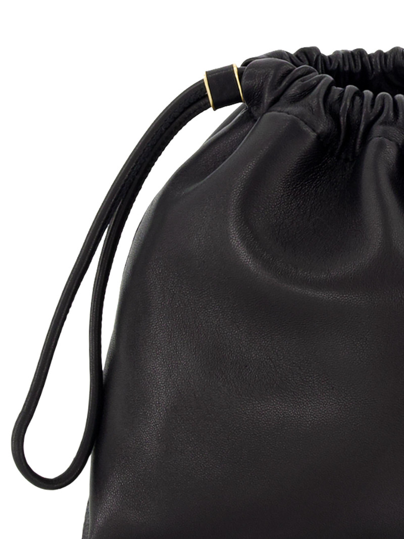 Women's Sarai Leather Drawstring Crossbody Bag - Black 5