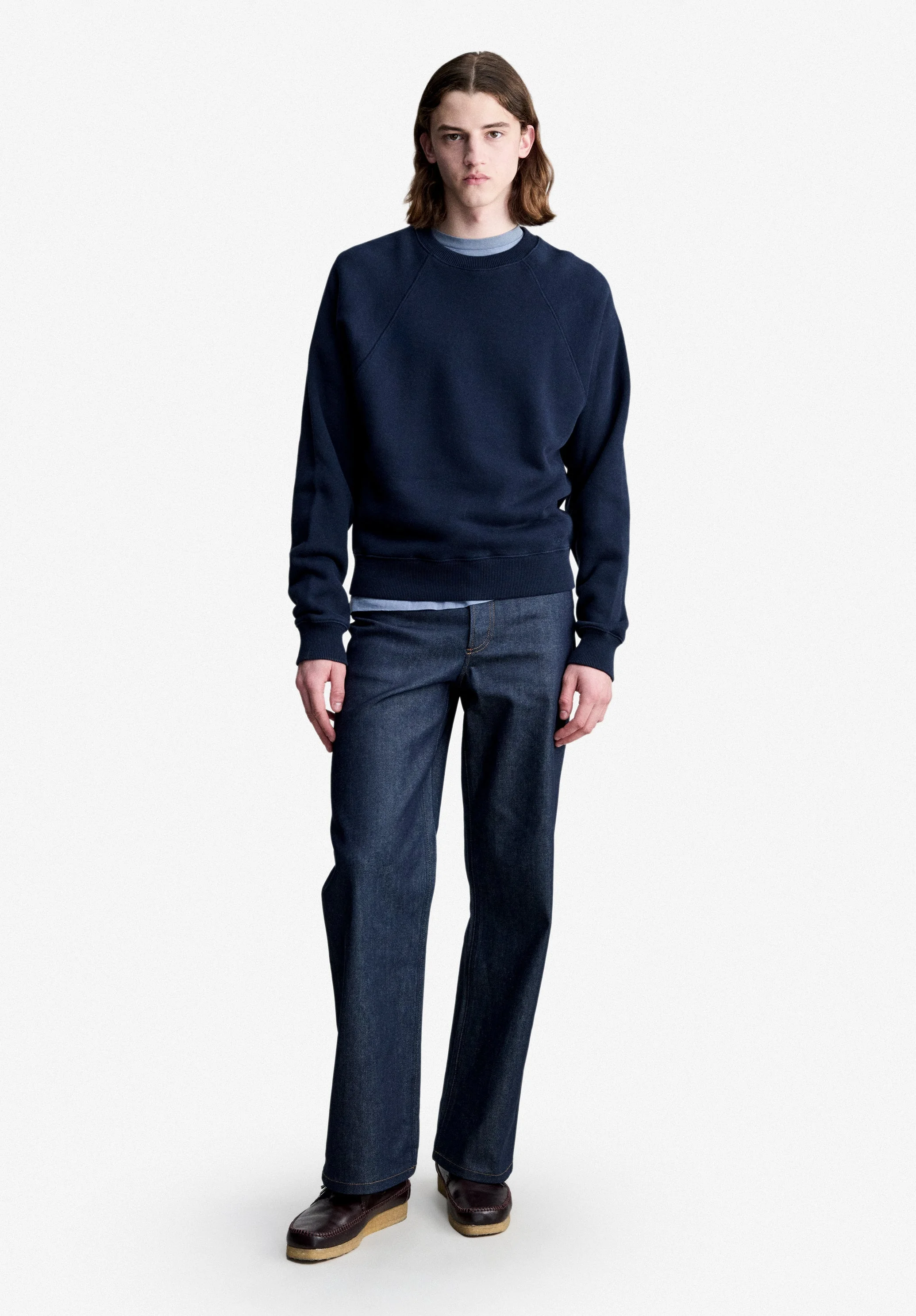 TIM SWEATSHIRT - BLUE SWEATSHIRT WITH RAGLAN SLEEVES - 1