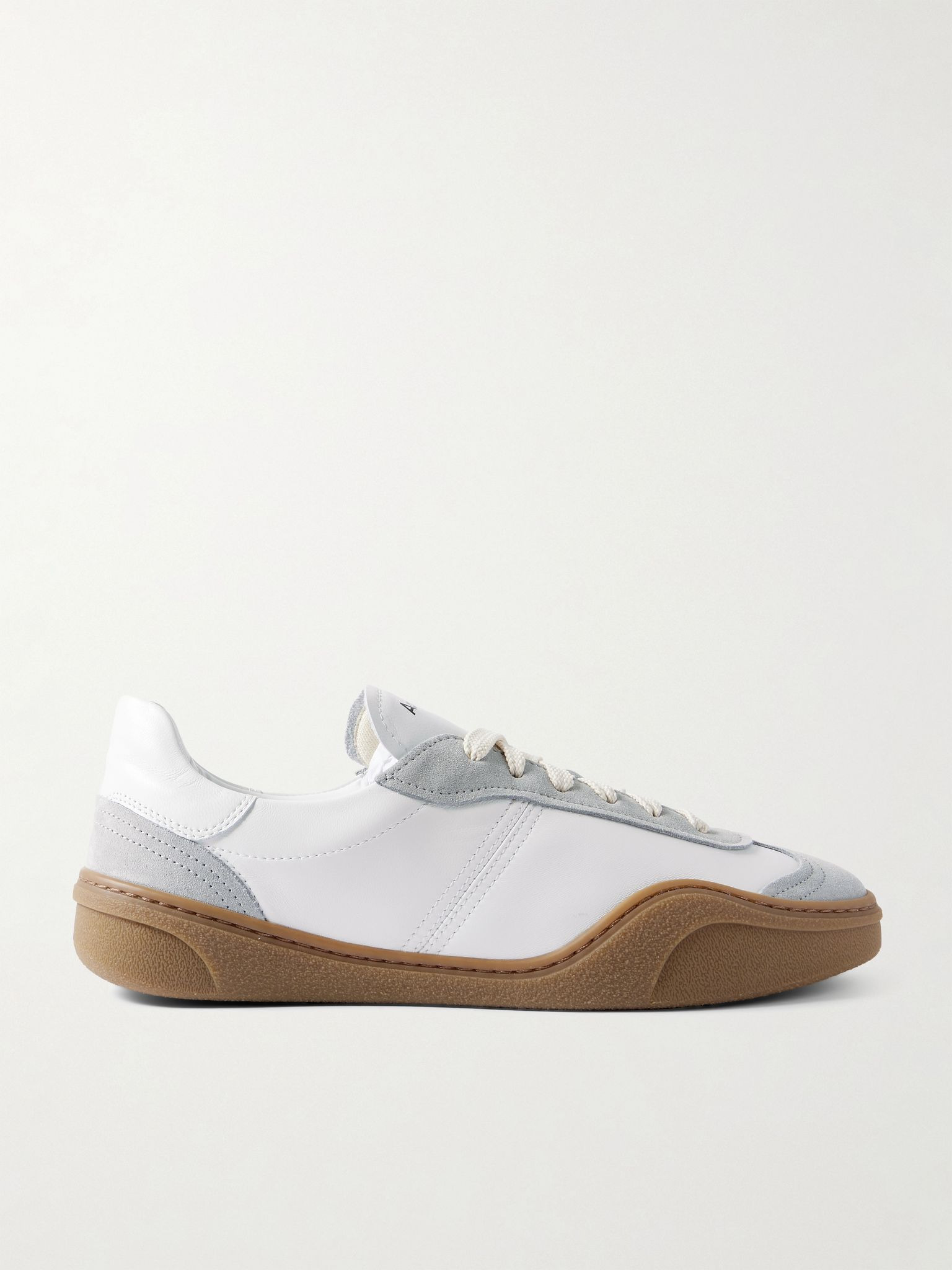 Bars Low Suede-Trimmed Leather Sneakers White - 1
