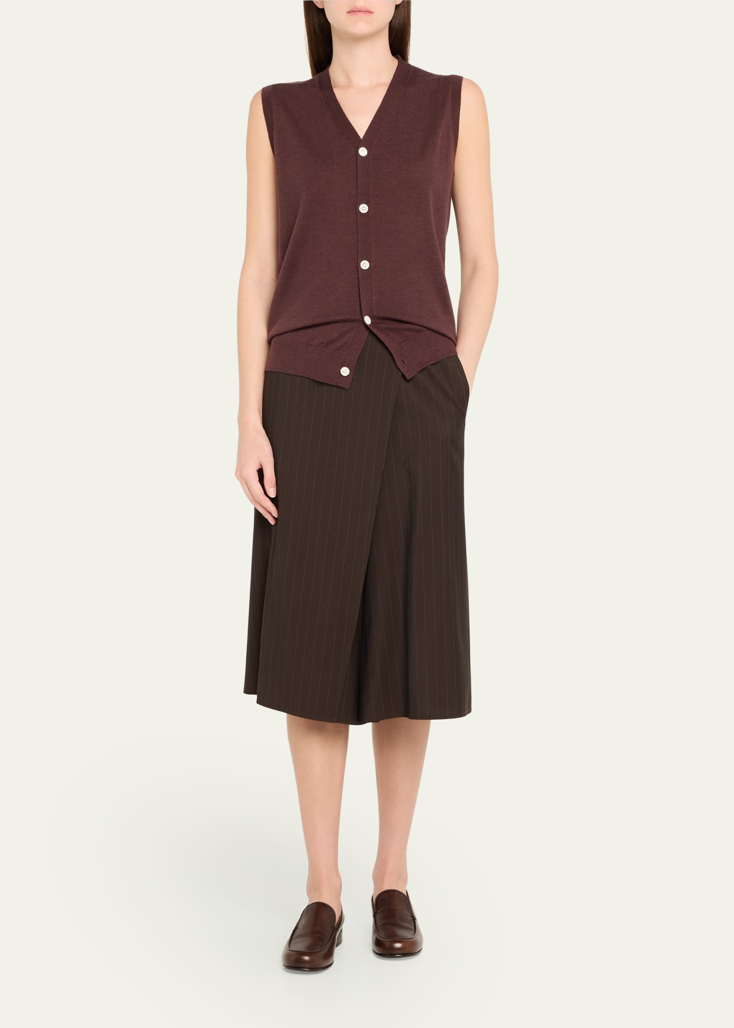 Pinstripe Wrap Shorts - 2