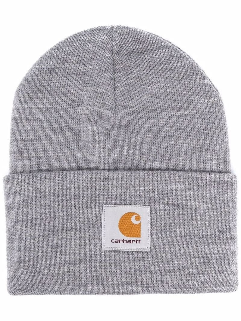 logo patch knitted beanie - 1