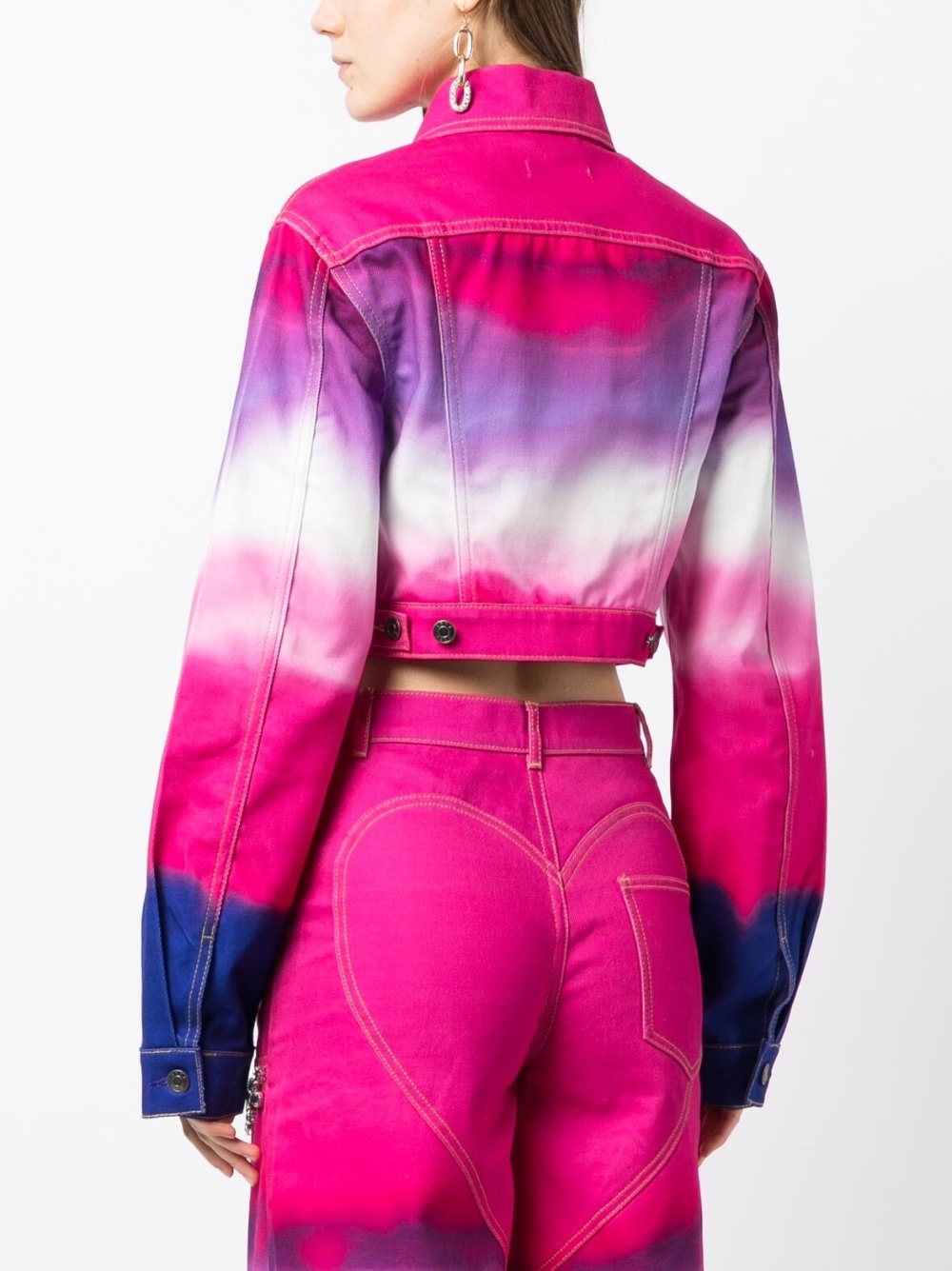Heart cut-out cropped denim jacket - 4