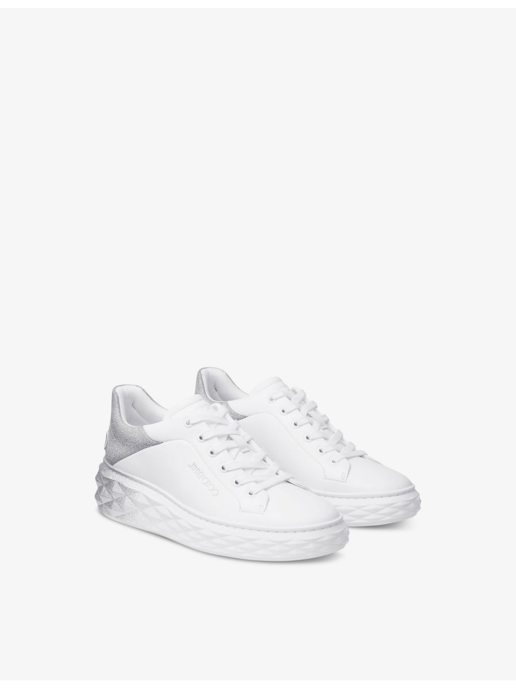 Diamond Maxi brand-embossed leather low-top trainers - 4
