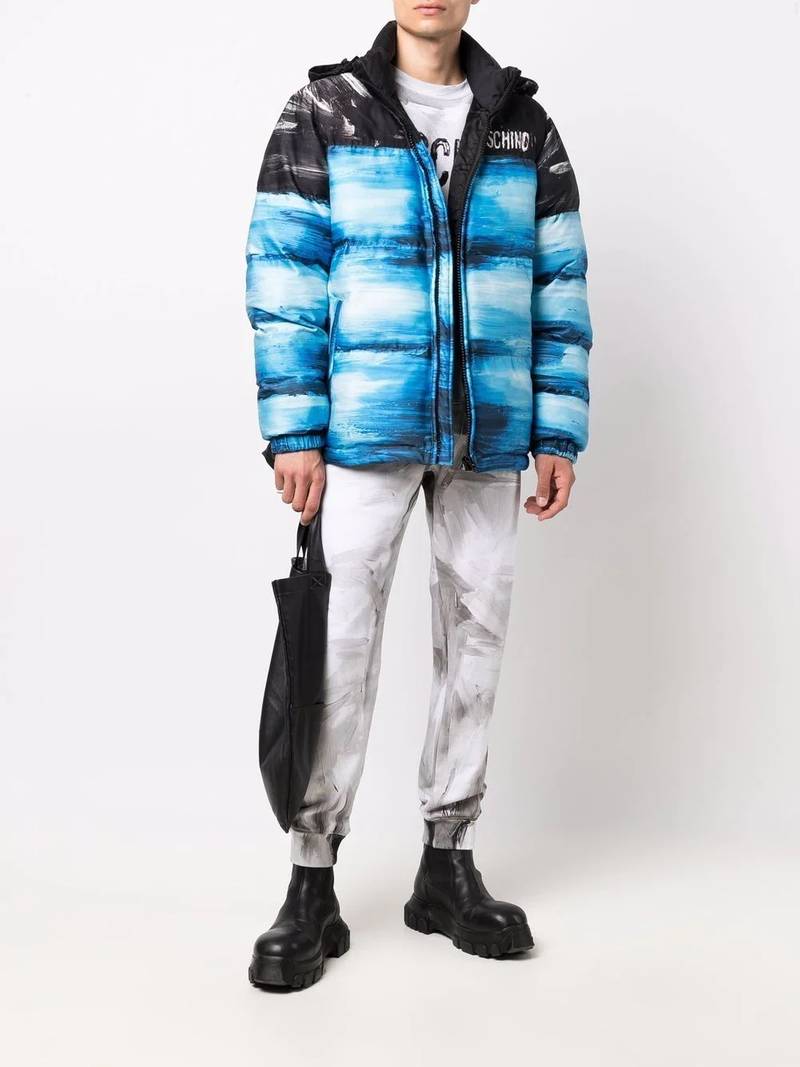 Moschino faded-effect logo coat outlook