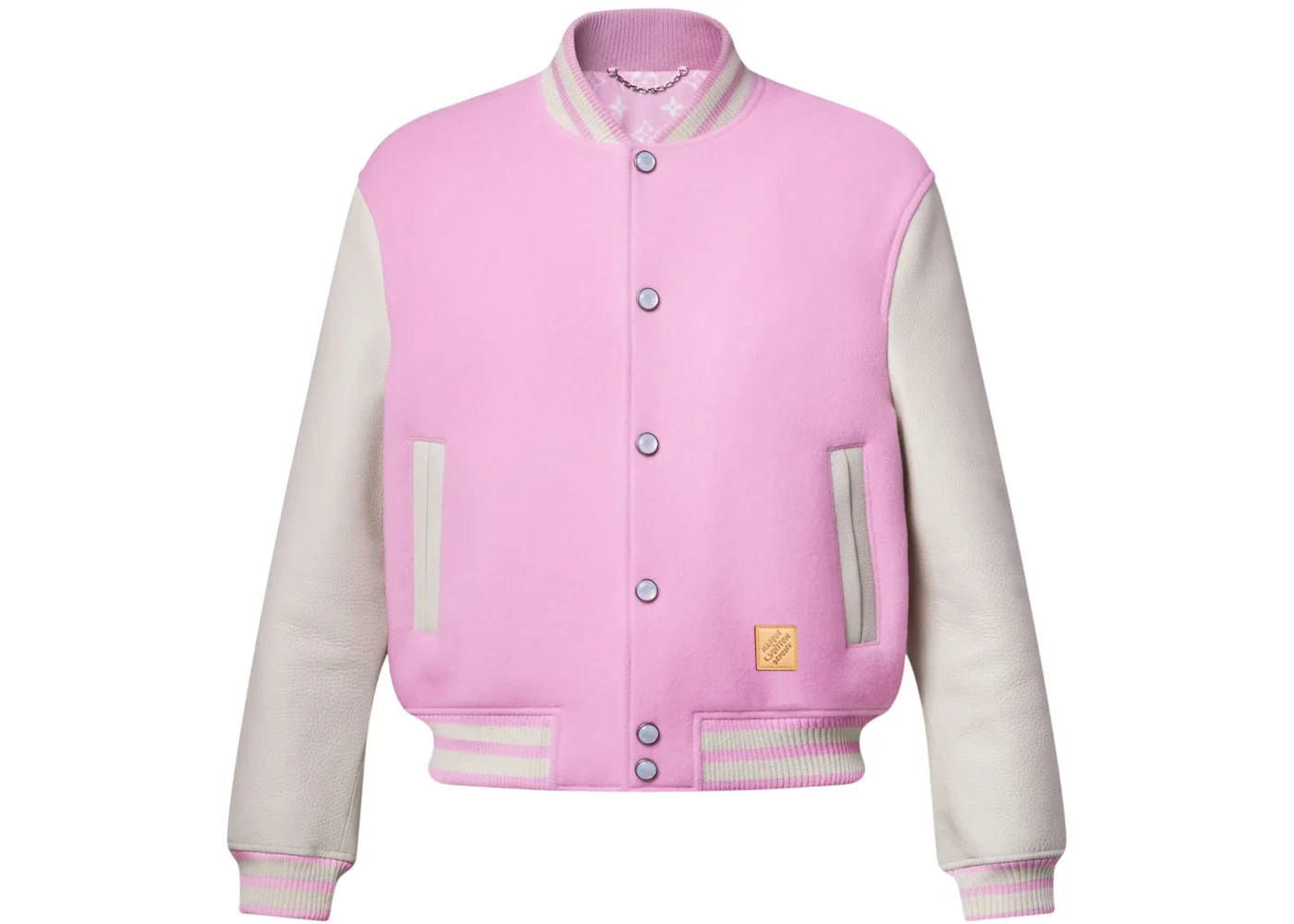 Louis Vuitton x Nigo Signature Leather Varsity Jacket Pale Pink - 1