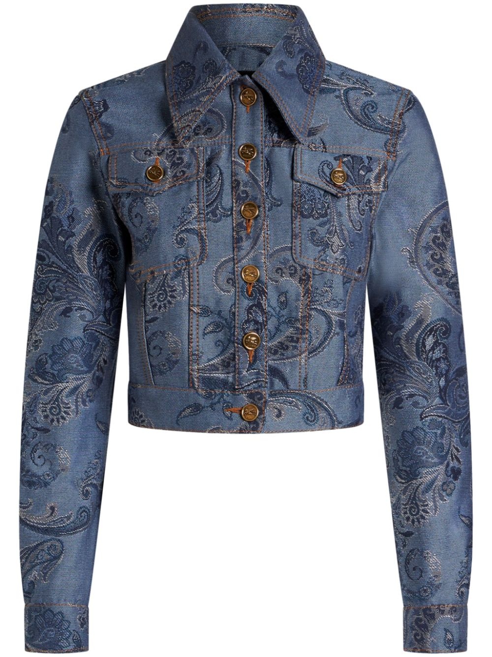 jacquard-print denim jacket - 1