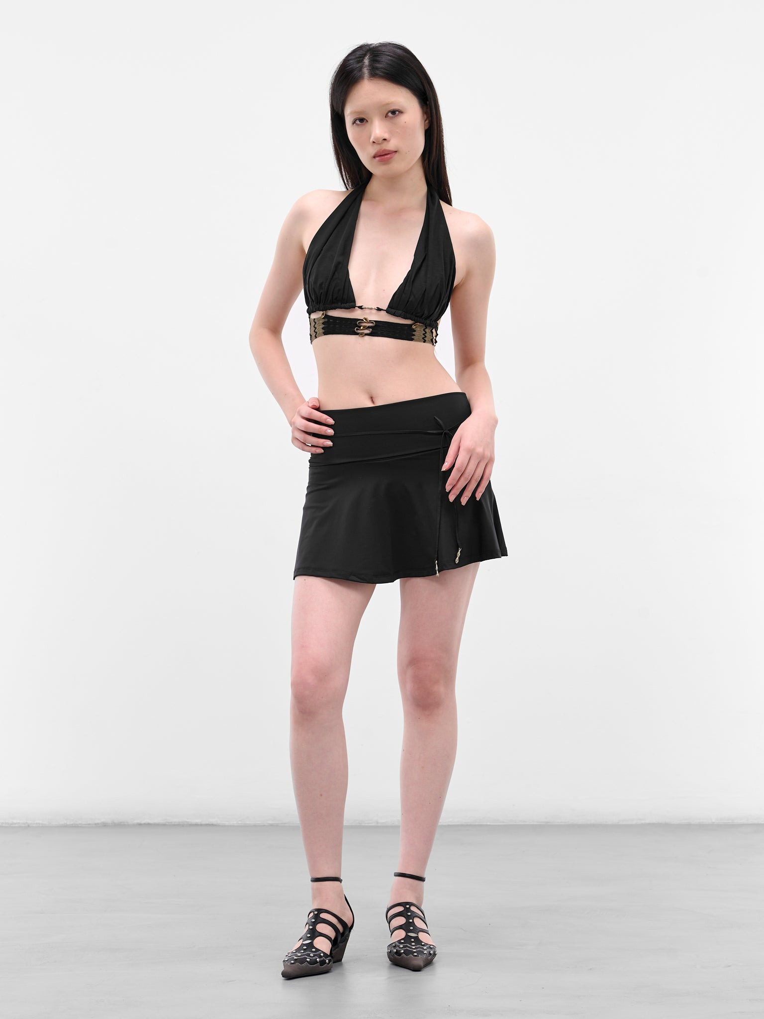Black Fold-Over Mini Skort - 6