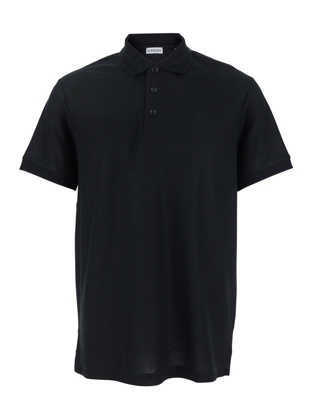 Burberry Men Black Polo Shirt With Classic Collar And Ekd Tonal Embroidery In Cotton Man - 1